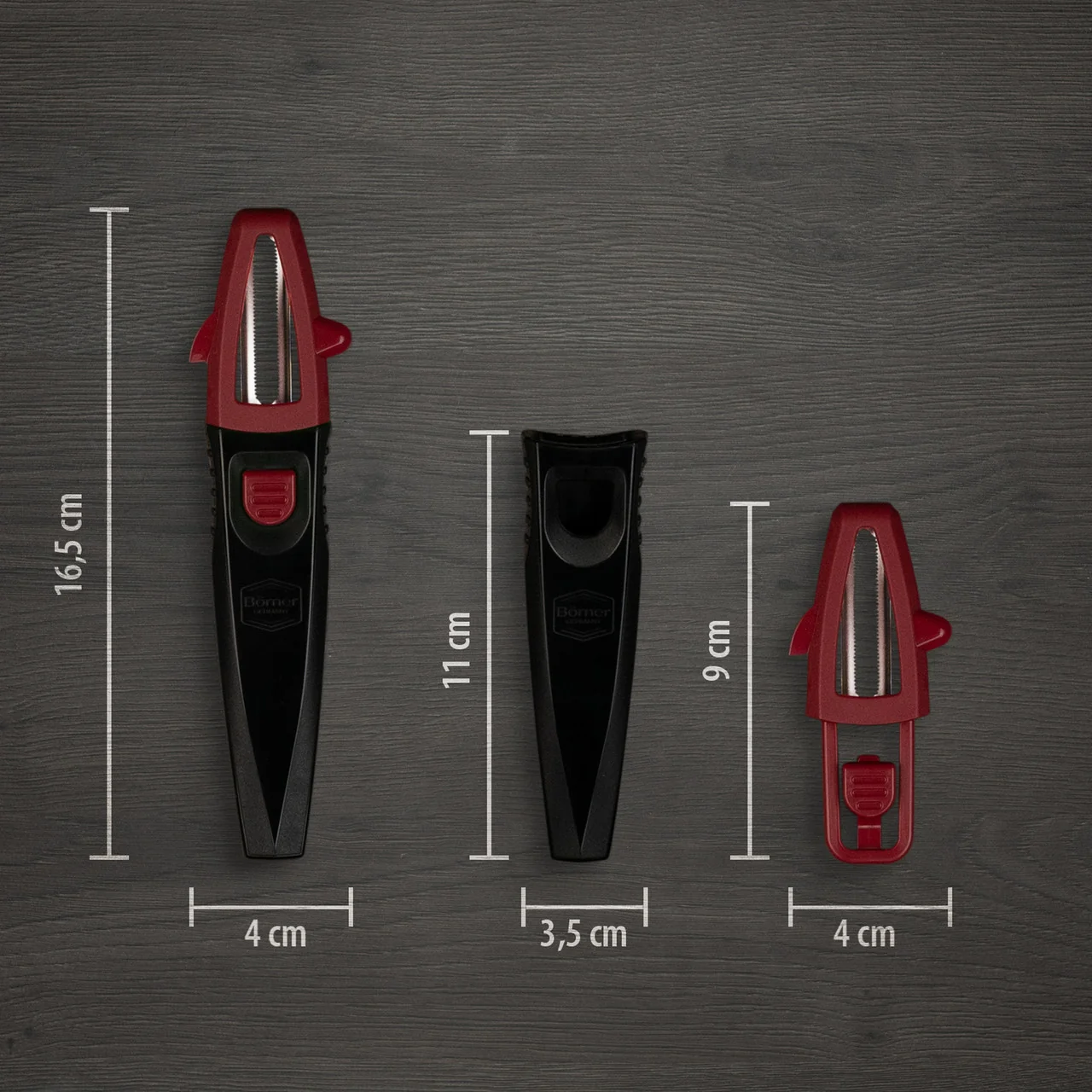 BÖRNER GERMANY Multi Peeler 3 Piece Set Red - Image 4