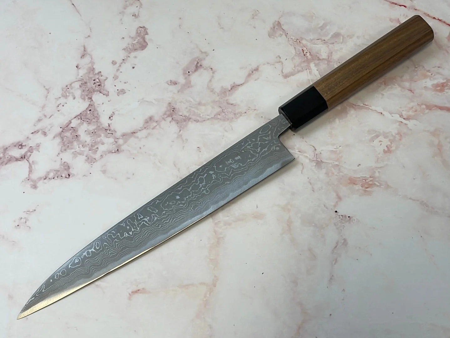 Yoshimune Yanagiba 210 mm(8.3 in) Aogami(Blue) No.2 Damascus (33 layers) Double-Bevel - Image 3