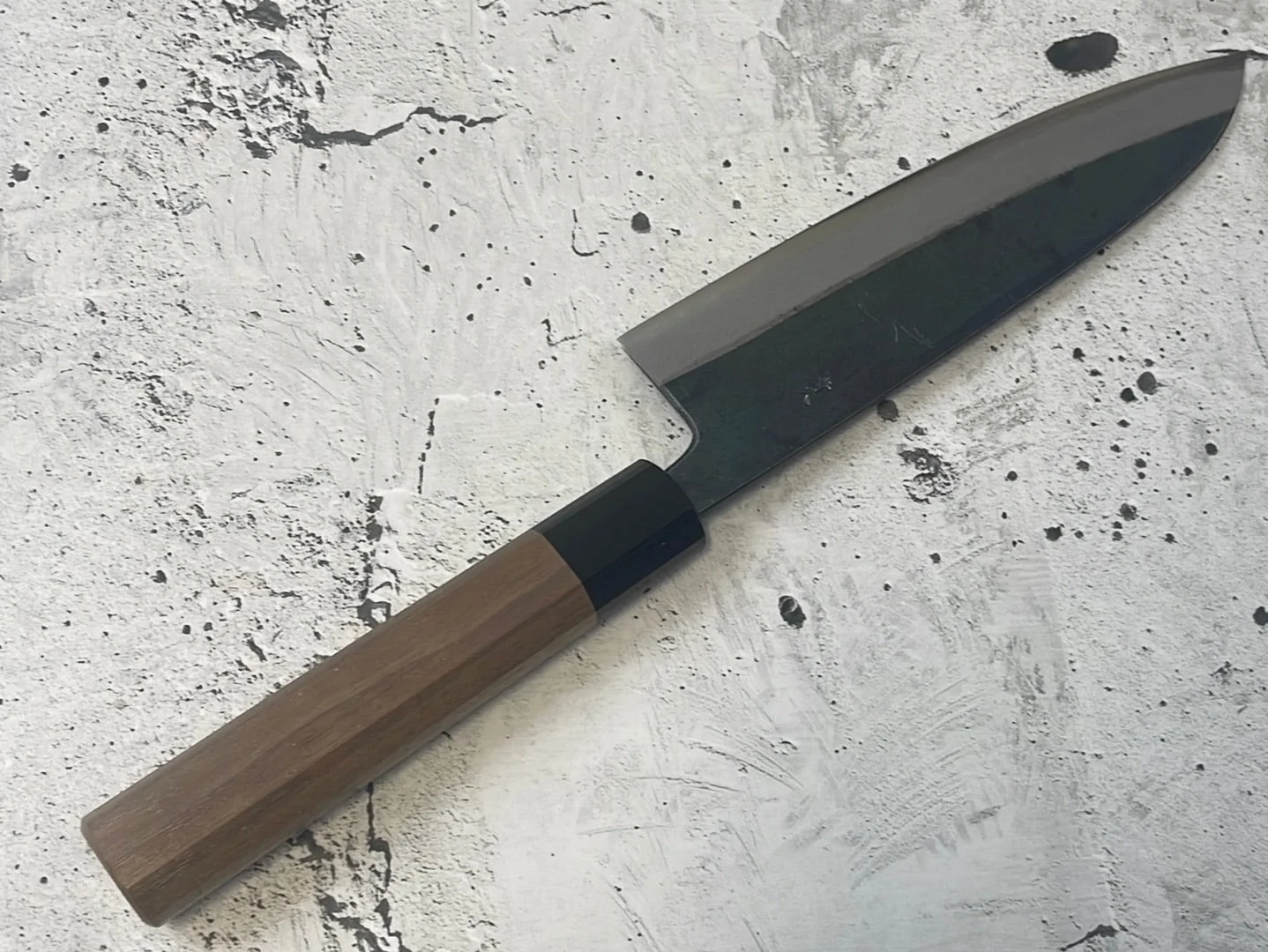Yoshimune Santoku Kurouchi 180 mm (7.1 in) Aogami (Blue) #2 Double-Bevel - Image 14