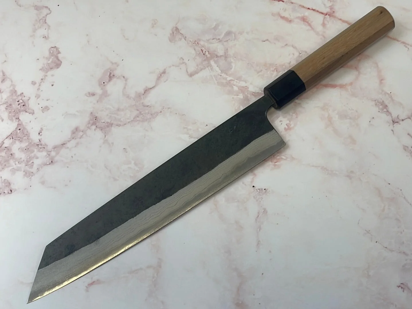 Yoshimune Kiritsuke Kurouchi 240 mm (9.4 in) Aogami (Blue) #2 Damascus (17 layers) Double-Bevel - Image 10