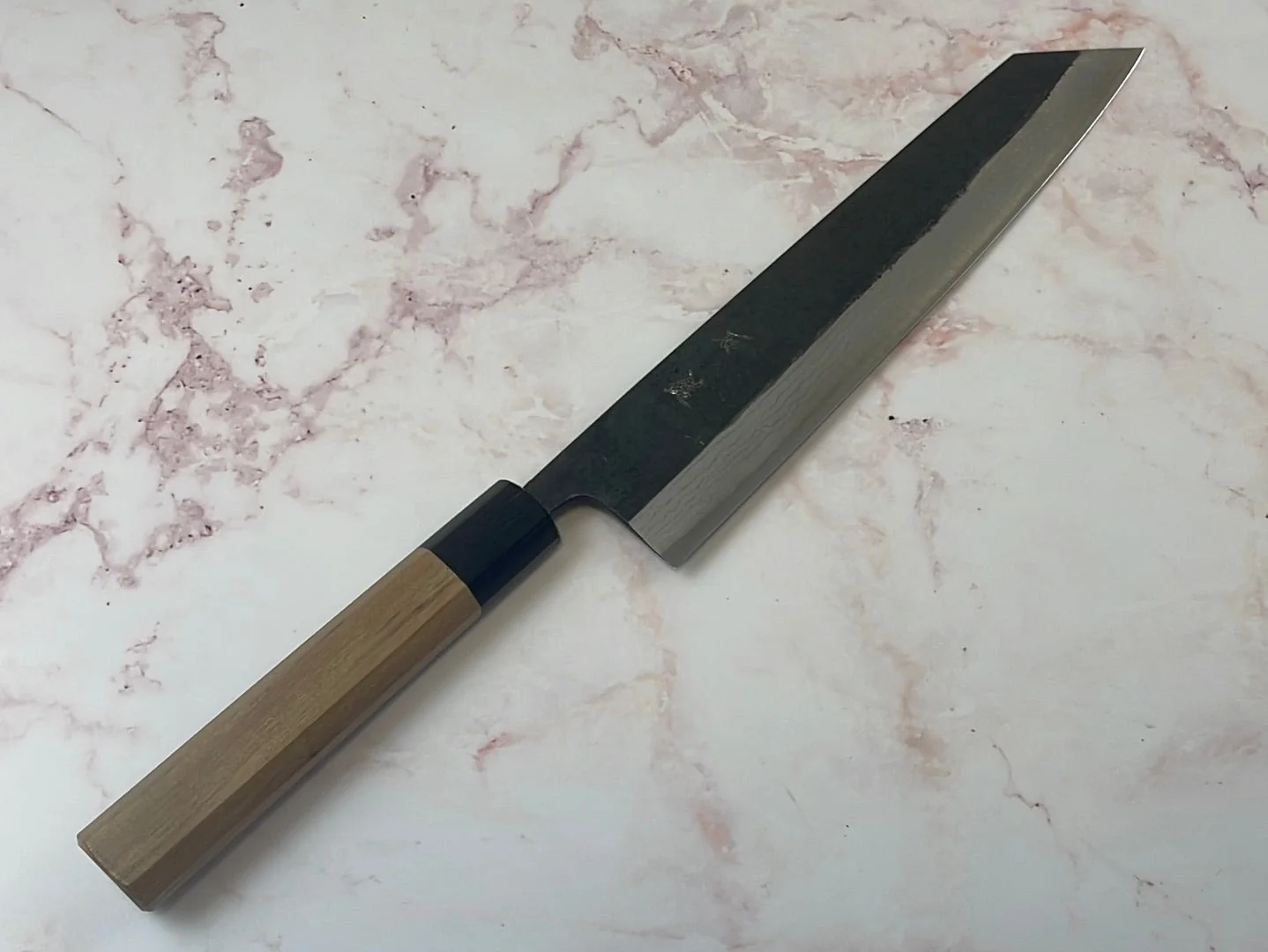Yoshimune Kiritsuke Kurouchi 240 mm (9.4 in) Aogami (Blue) #2 Damascus (17 layers) Double-Bevel - Image 6