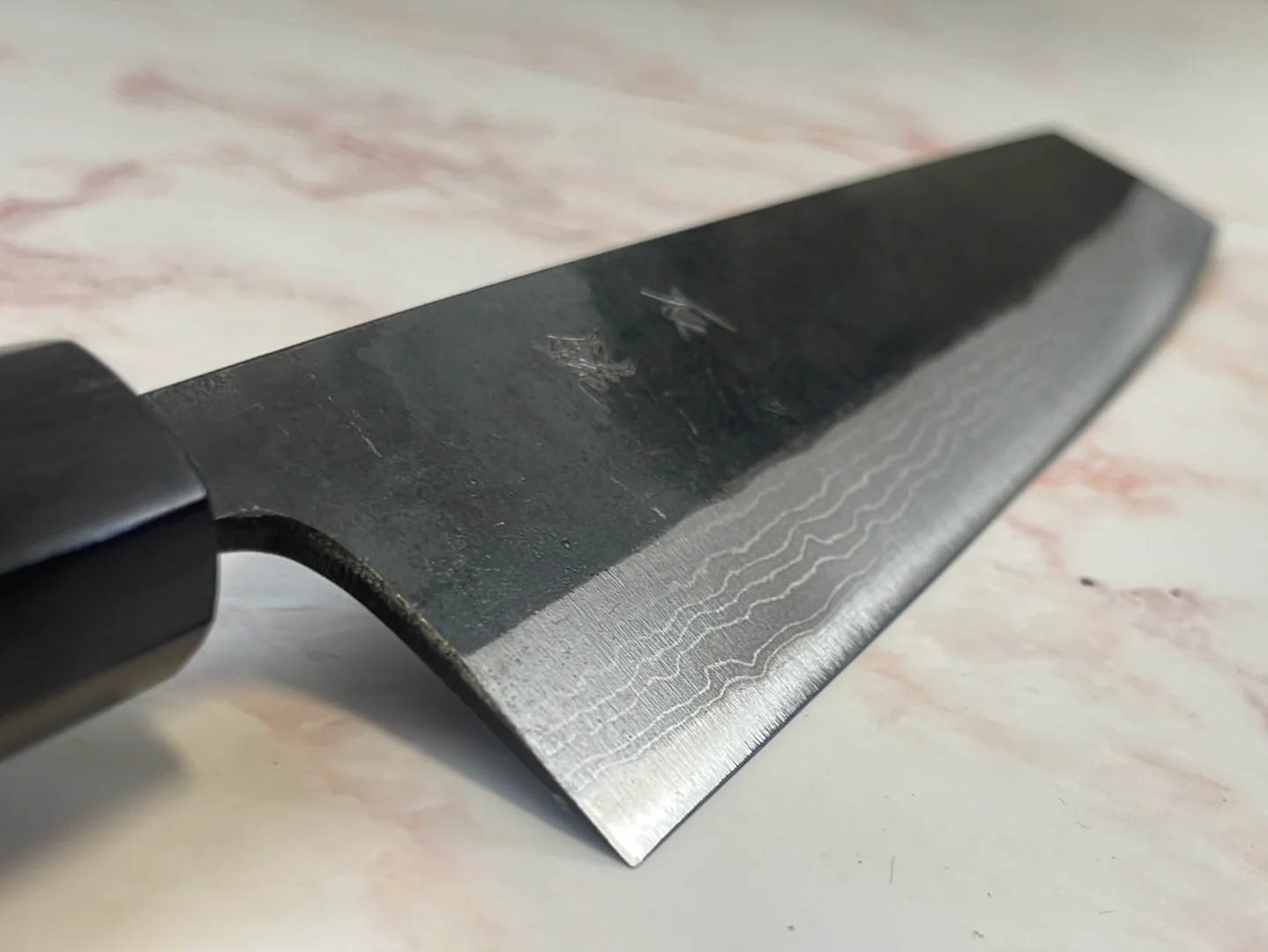 Yoshimune Kiritsuke Kurouchi 240 mm (9.4 in) Aogami (Blue) #2 Damascus (17 layers) Double-Bevel - Image 7