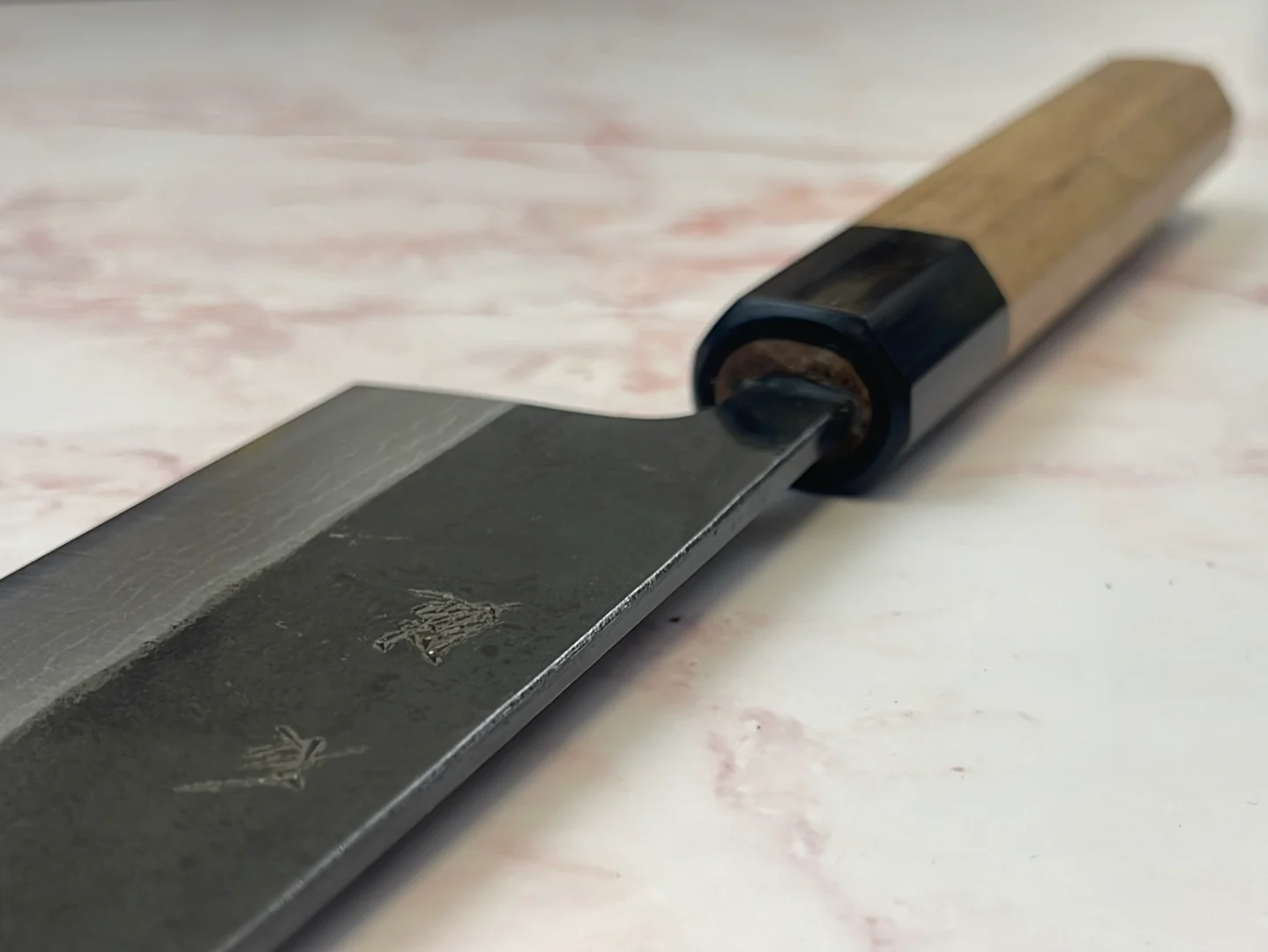 Yoshimune Kiritsuke Kurouchi 240 mm (9.4 in) Aogami (Blue) #2 Damascus (17 layers) Double-Bevel - Image 9