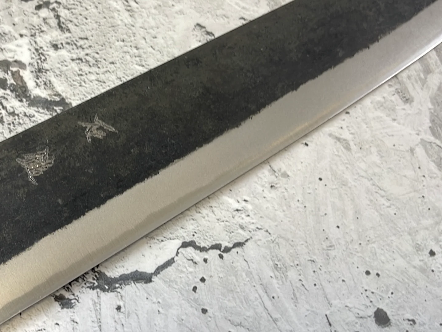 Yoshimune Kiritsuke Kurouchi 240 mm (9.4 in) Aogami (Blue) #2 Double-Bevel - Image 8