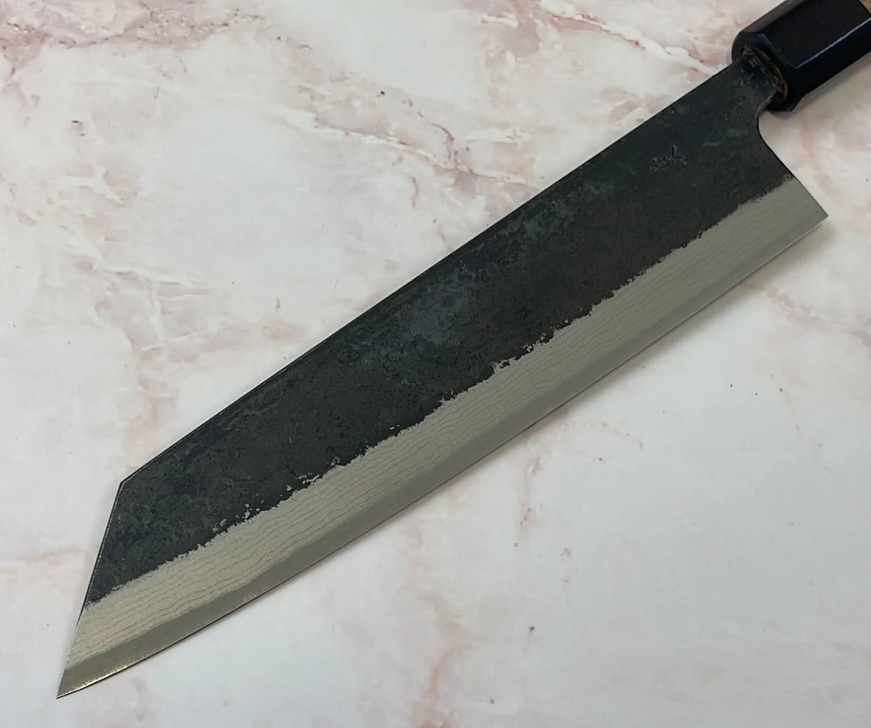 Yoshimune Kiritsuke Kurouchi 210 mm (8.2 in) Aogami (Blue) #2 Damascus (17 layers) Double-Bevel - Image 13