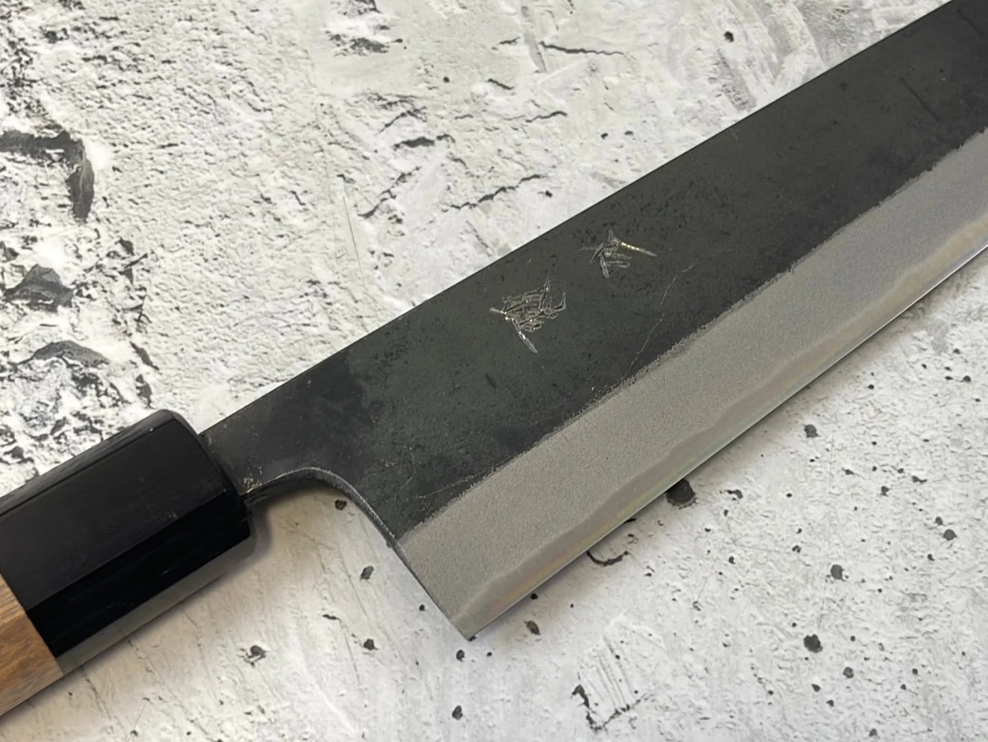 Yoshimune Kiritsuke Kurouchi 210 mm (8.3 in) Aogami (Blue) #2 Double-Bevel - Image 9