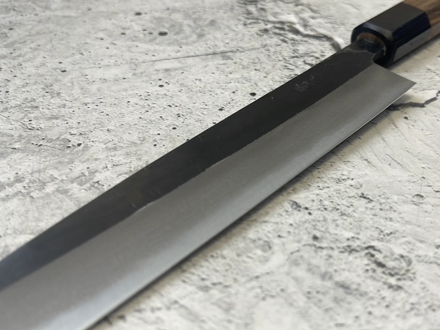 Yoshimune Sujihiki Kurouchi 210 mm (8.3 in) Aogami (Blue) #2 Double-Bevel - Image 11