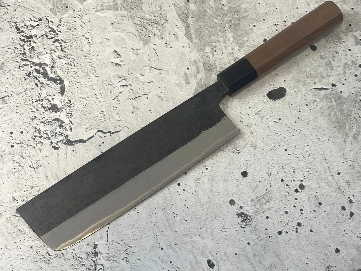 Yoshimune Nakiri Kurouchi 180 mm (7.1 in) Aogami (Blue) #2 Double-Bevel - Image 12