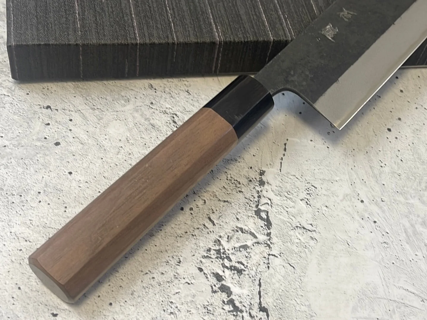 Yoshimune Nakiri Kurouchi 180 mm (7.1 in) Aogami (Blue) #2 Double-Bevel - Image 3
