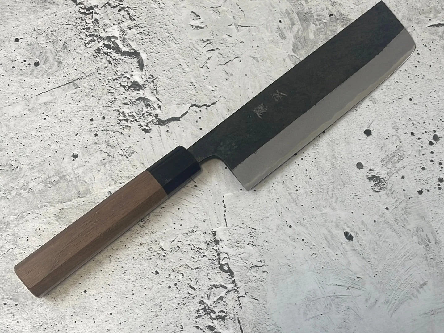 Yoshimune Nakiri Kurouchi 180 mm (7.1 in) Aogami (Blue) #2 Double-Bevel - Image 6
