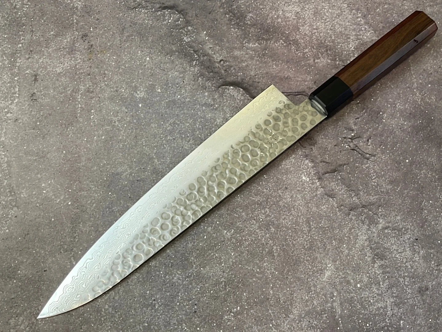 Yoshimune Gyuto Damascus Hammered Finish Knife 240 mm (9.4 in) Stainless clad Aus10 - Image 10