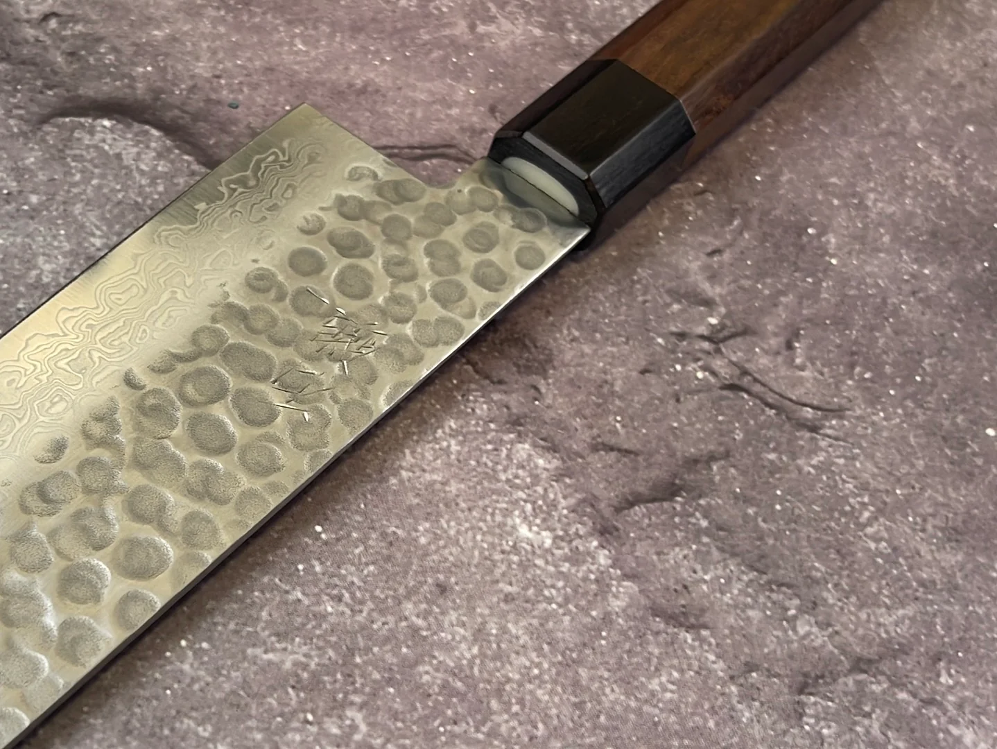 Yoshimune Gyuto Damascus Hammered Finish Knife 240 mm (9.4 in) Stainless clad Aus10 - Image 11
