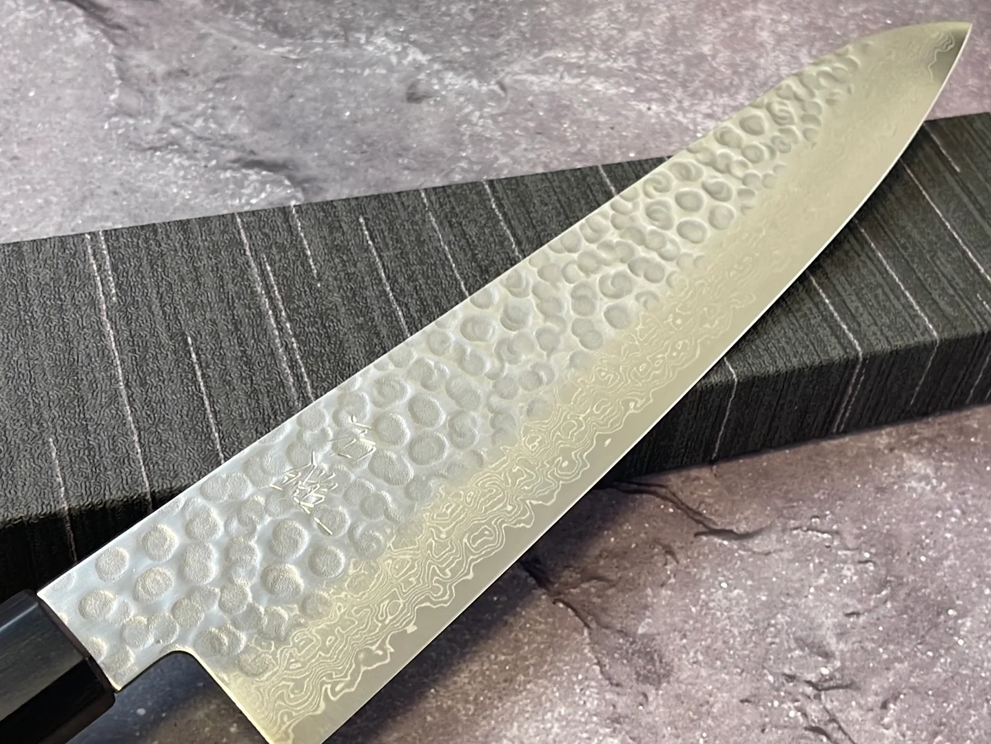 Yoshimune Gyuto Damascus Hammered Finish Knife 240 mm (9.4 in) Stainless clad Aus10 - Image 5