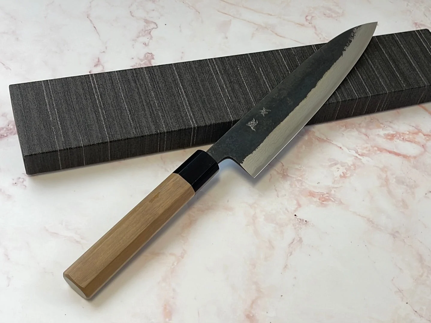 Yoshimune Gyuto Kurouchi 210 mm (8.3 in) Aogami (Blue) #2 Damascus (17 layers) Double-Bevel - Image 2