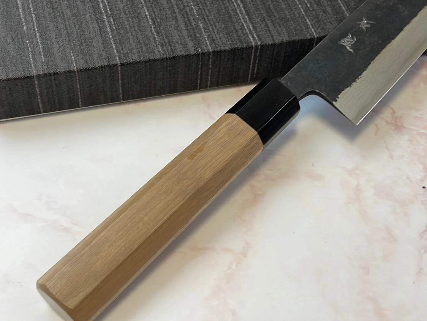 Yoshimune Gyuto Kurouchi 210 mm (8.3 in) Aogami (Blue) #2 Damascus (17 layers) Double-Bevel - Image 3