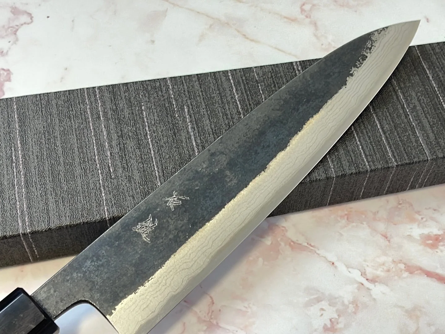 Yoshimune Gyuto Kurouchi 210 mm (8.3 in) Aogami (Blue) #2 Damascus (17 layers) Double-Bevel - Image 5