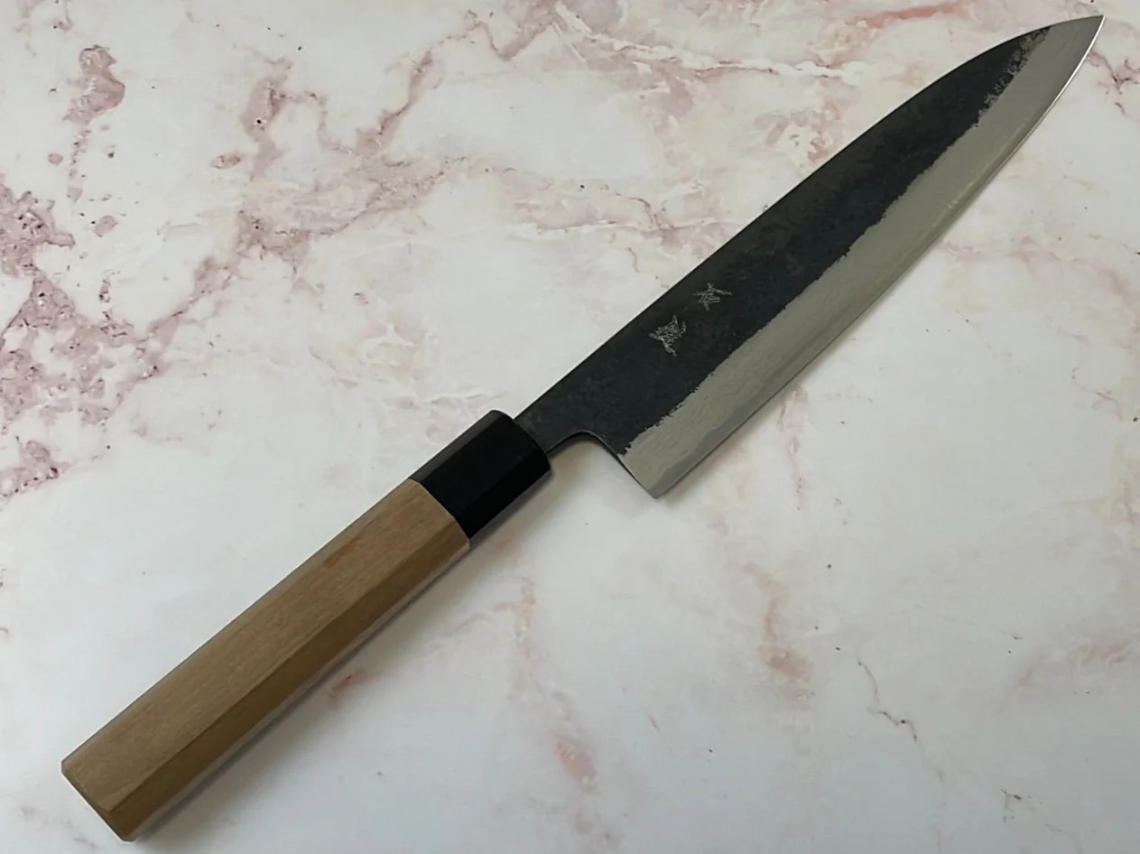 Yoshimune Gyuto Kurouchi 210 mm (8.3 in) Aogami (Blue) #2 Damascus (17 layers) Double-Bevel - Image 6