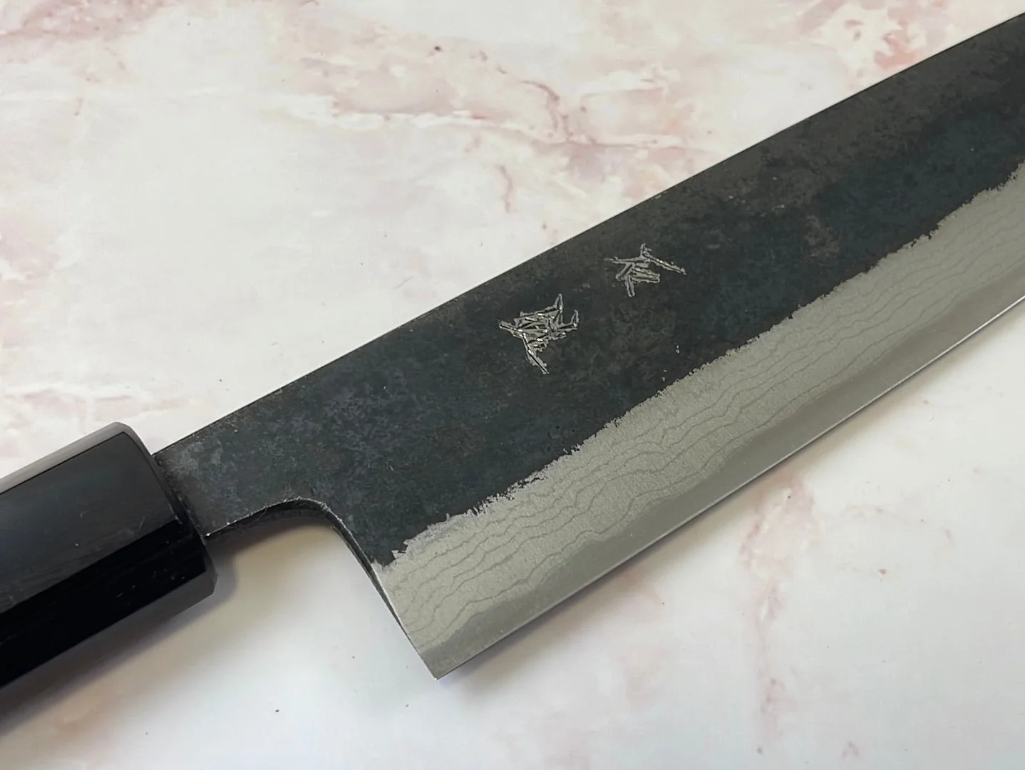 Yoshimune Gyuto Kurouchi 210 mm (8.3 in) Aogami (Blue) #2 Damascus (17 layers) Double-Bevel - Image 8