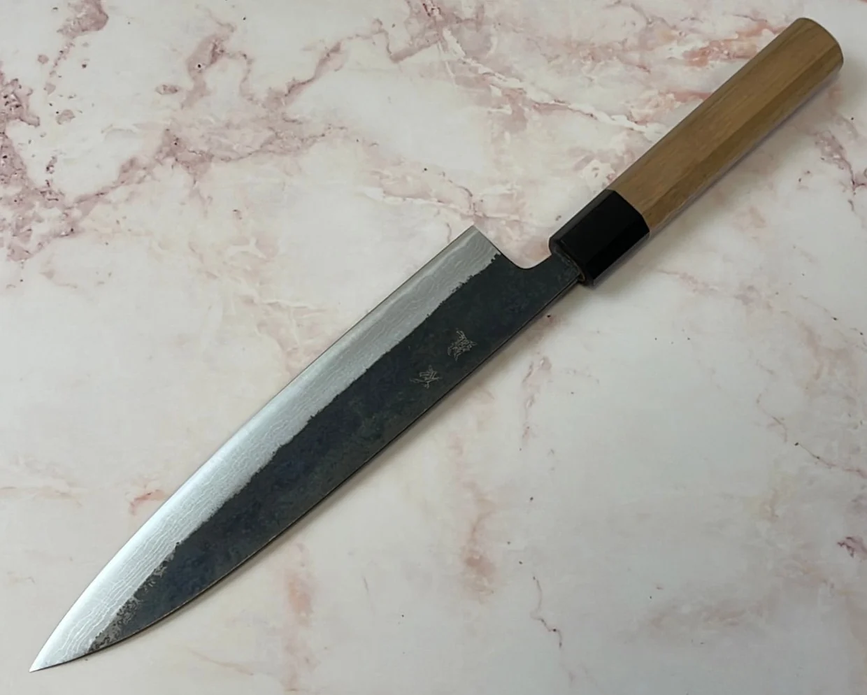 Yoshimune Gyuto Kurouchi 210 mm (8.3 in) Aogami (Blue) #2 Damascus (17 layers) Double-Bevel - Image 9