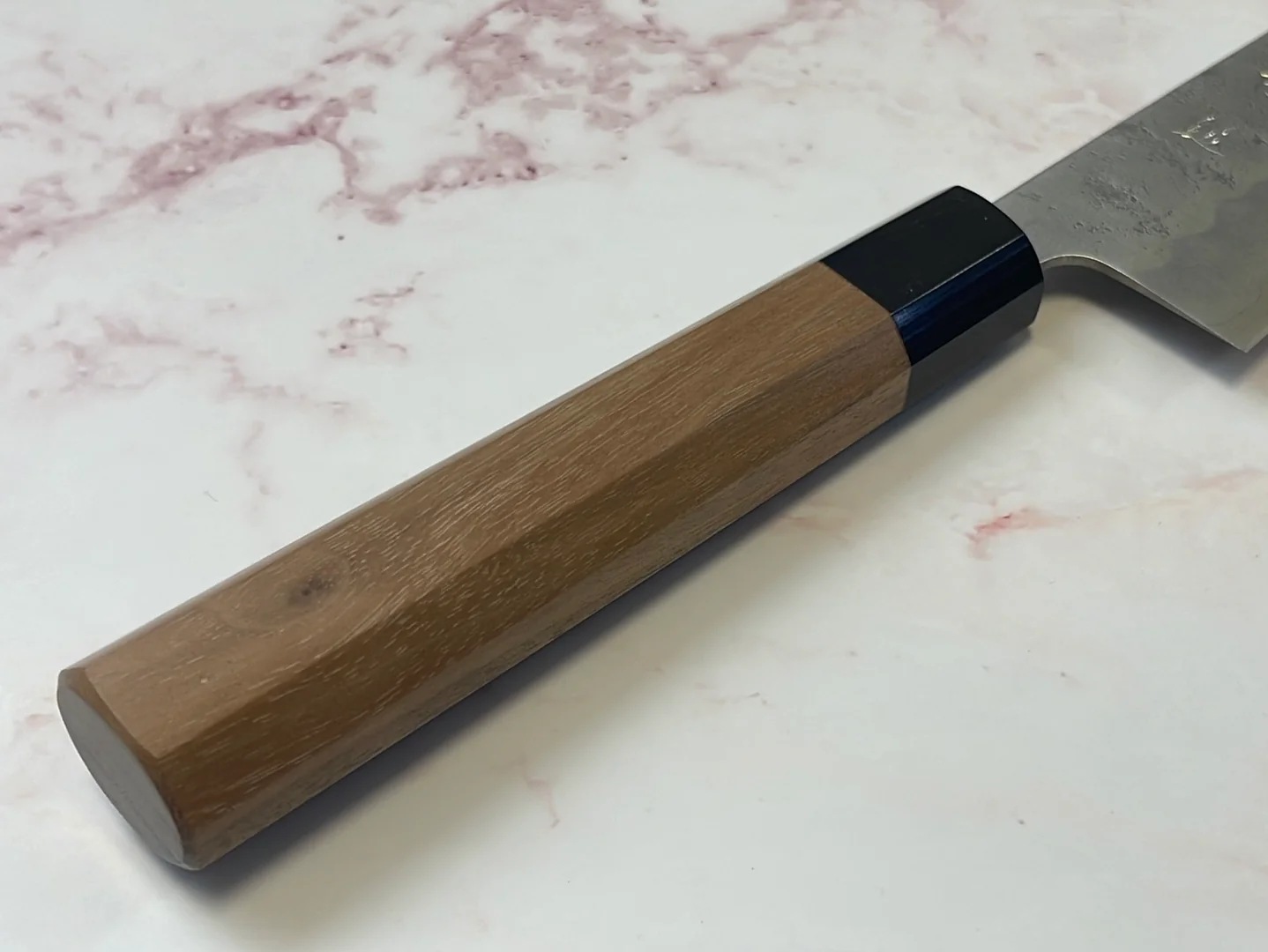 Yoshimune Kiritsuke 210 mm (8.3 in) Ginsan (Silver #3) Nashiji finish Double-Bevel Walnut Octagonal Handle - Image 13