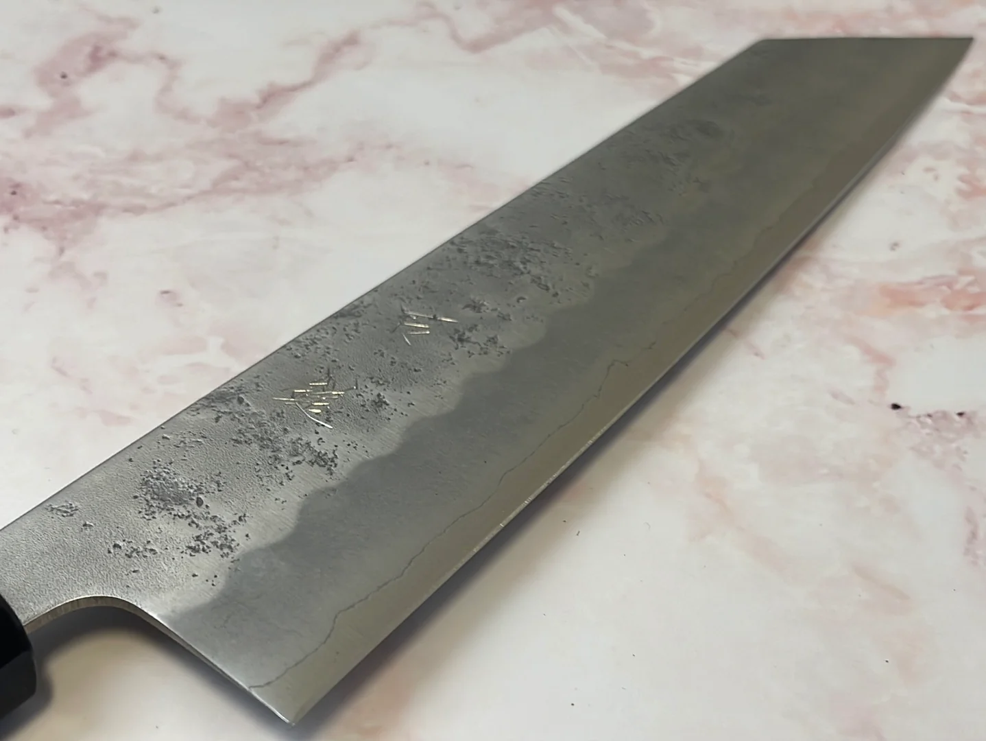 Yoshimune Kiritsuke 210 mm (8.3 in) Ginsan (Silver #3) Nashiji finish Double-Bevel Walnut Octagonal Handle - Image 14