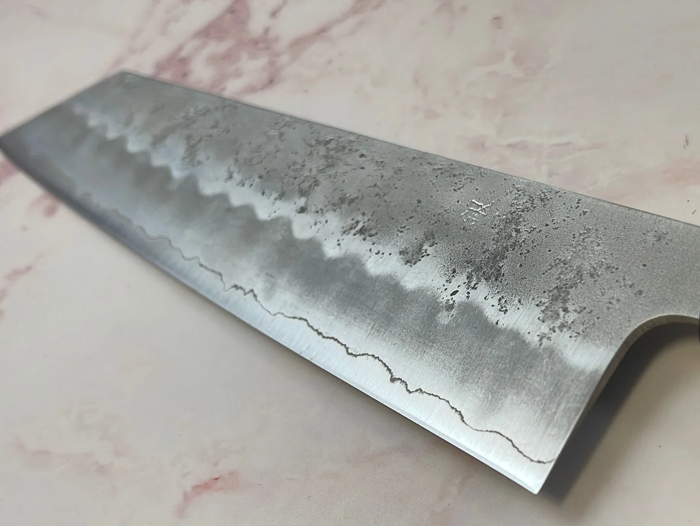 Yoshimune Kiritsuke 210 mm (8.3 in) Ginsan (Silver #3) Nashiji finish Double-Bevel Walnut Octagonal Handle - Image 8