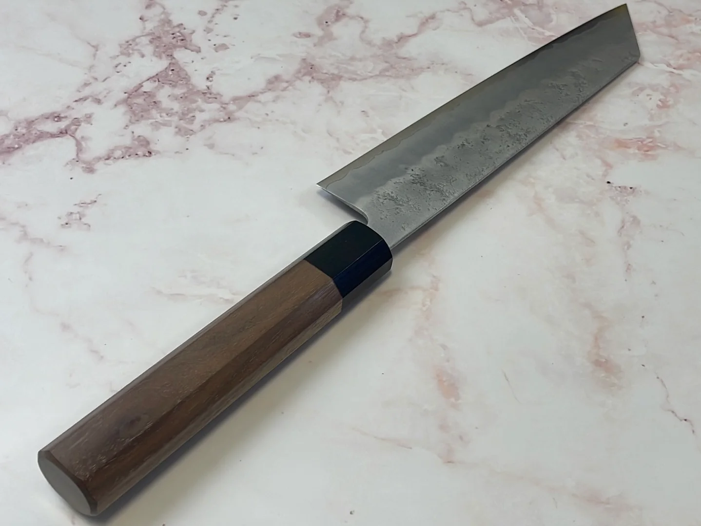 Yoshimune Kiritsuke 210 mm (8.3 in) Ginsan (Silver #3) Nashiji finish Double-Bevel Walnut Octagonal Handle - Image 9