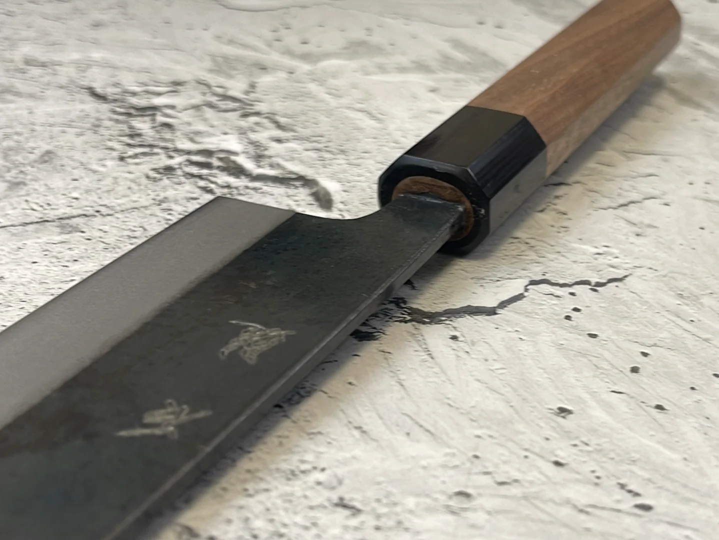 Yoshimune Gyuto Kurouchi 240 mm (9.4 in) Aogami (Blue) #2 Double-Bevel - Image 9