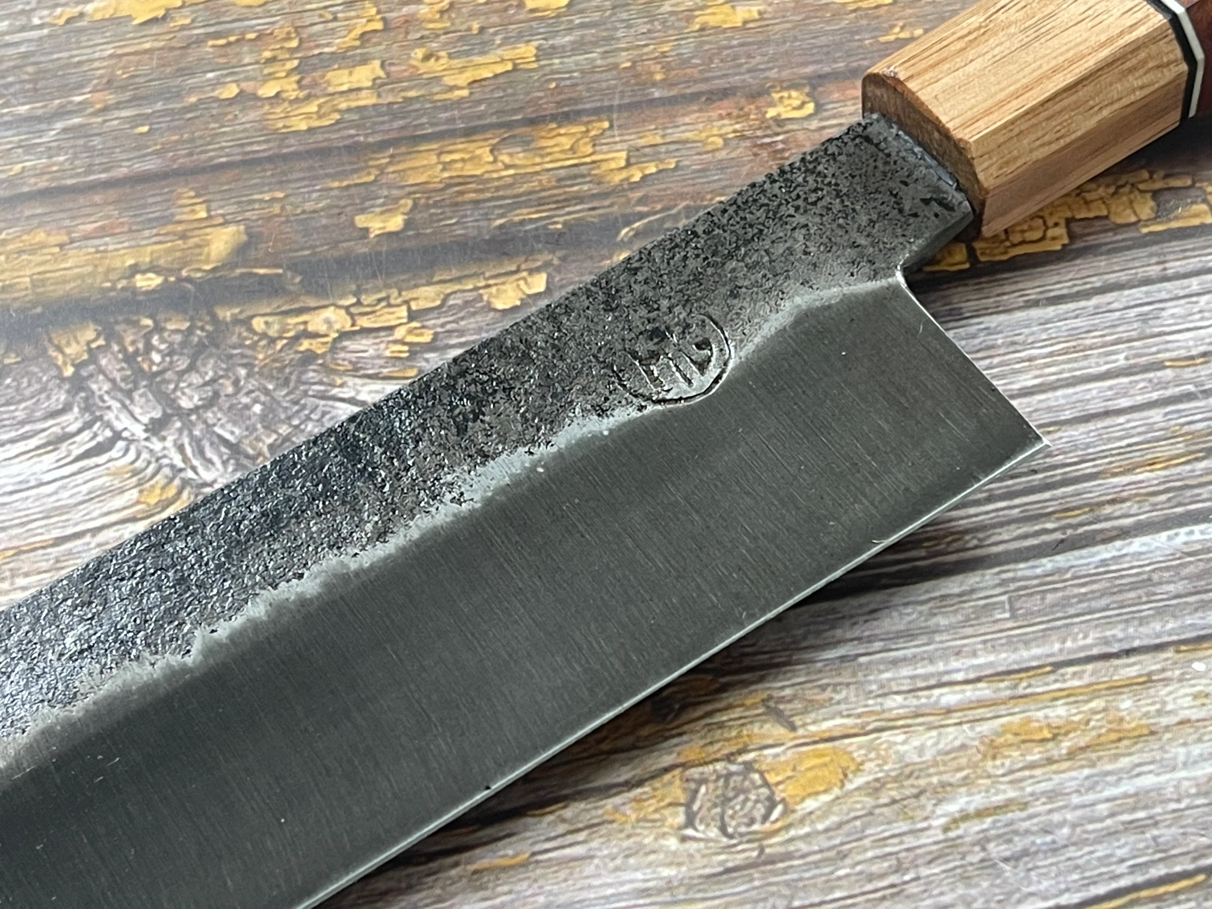 HG Blade Nakiri Knife 180mm Kurouchi Finish 1084 High Carbon Steel (2025) - Image 11