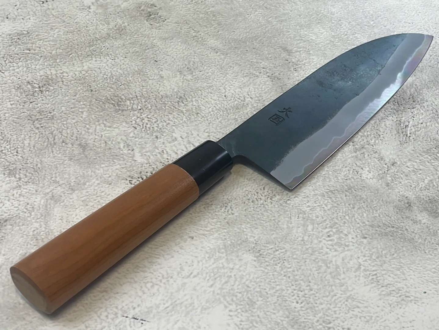 Hinokuni Shirogami #1 Santoku Knife 210mm Cherry Wood Handle - Made in Japan 🇯🇵 - Image 4