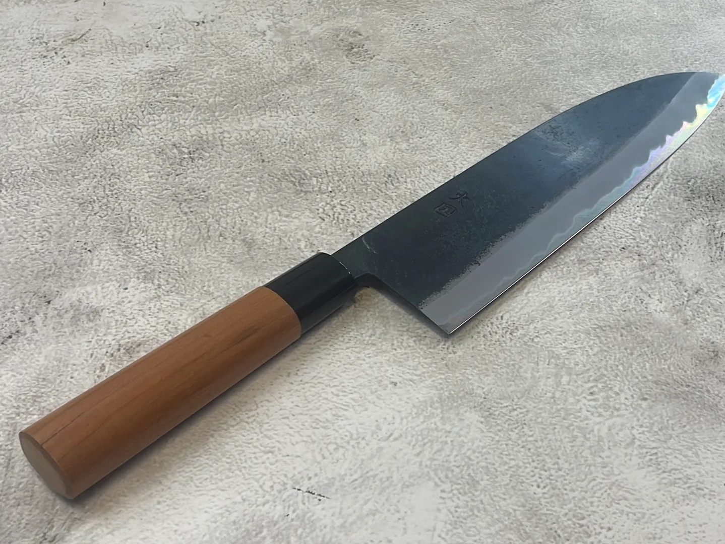 Hinokuni Shirogami #1 Santoku Knife 240mm Cherry Wood Handle - Made in Japan 🇯🇵 - Image 4