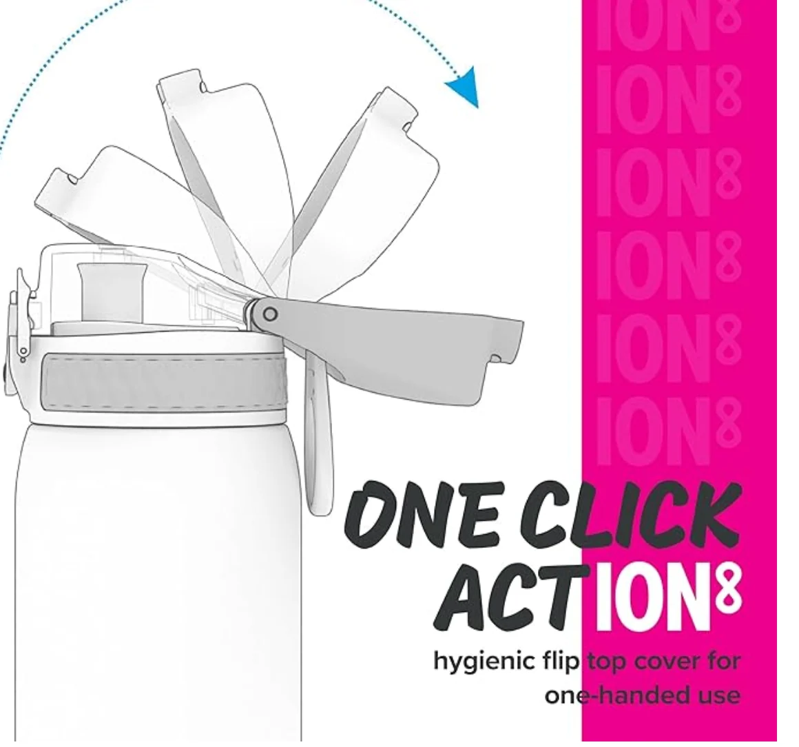 Ion8 Slim Plastic Water Bottle 500ml Pink - Image 2