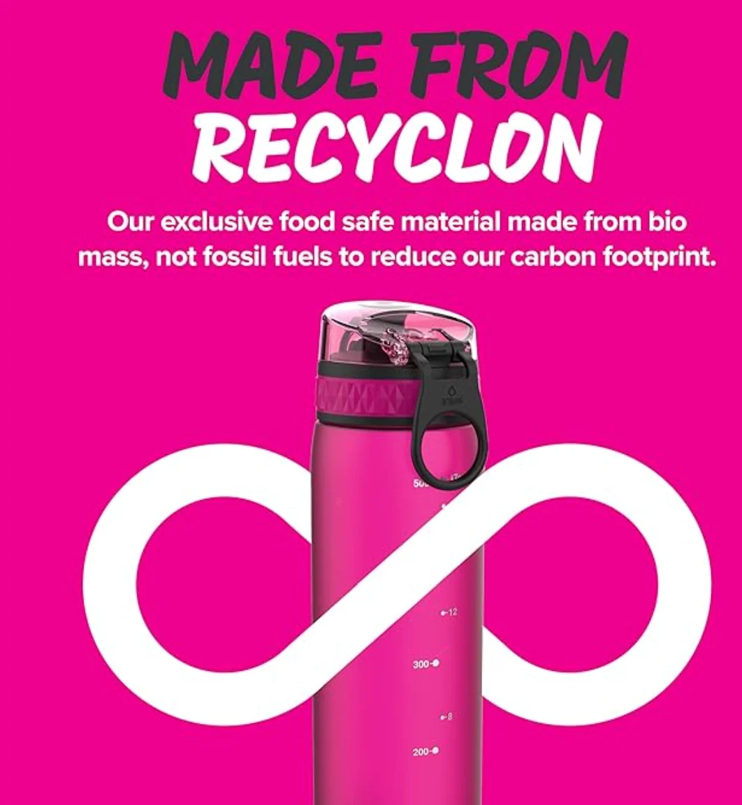 Ion8 Slim Plastic Water Bottle 500ml Pink - Image 5