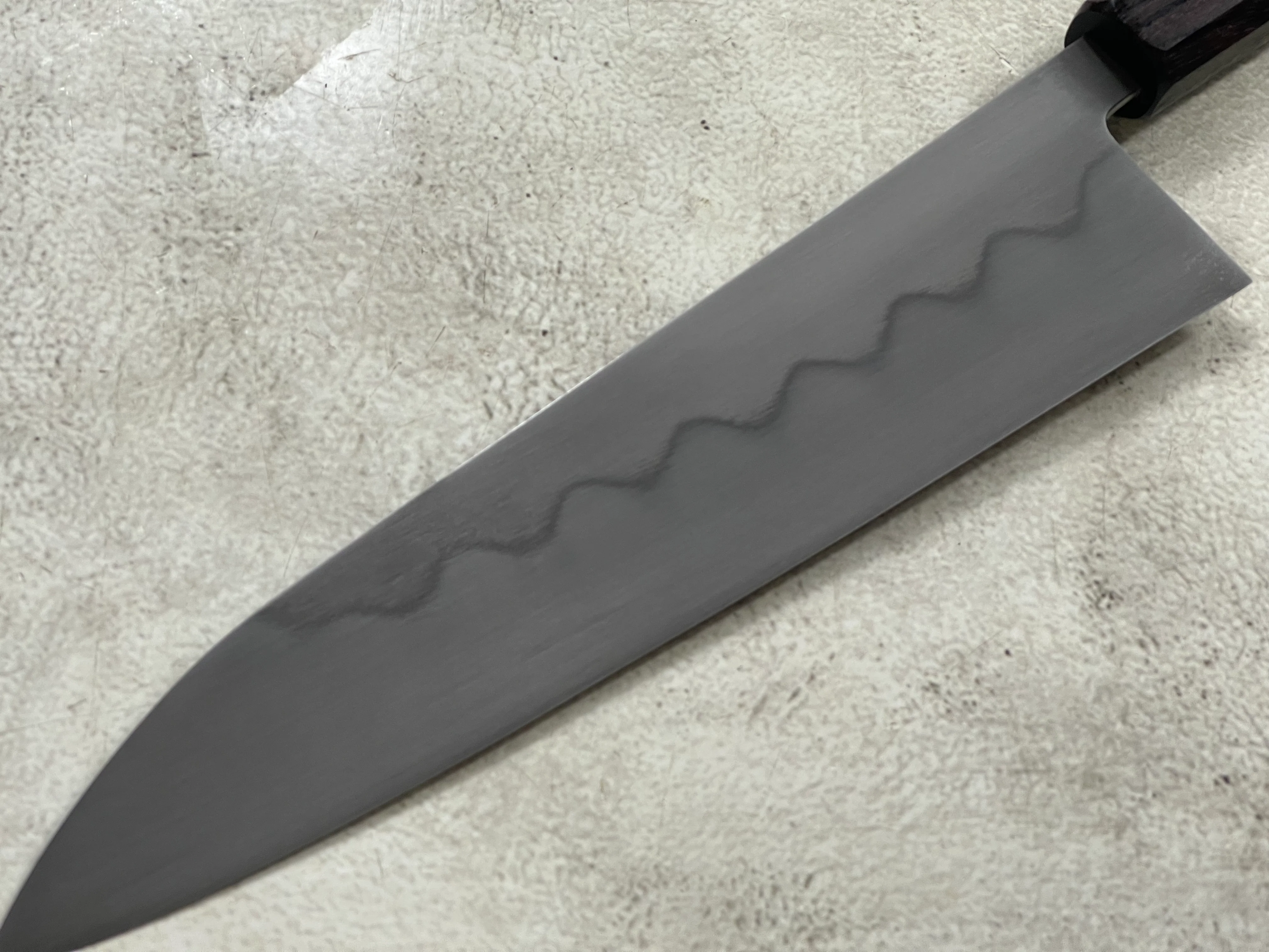 Kanefusa Gyuto 230mm Teakwood Burl & Rosewood Handle & Sheath - Image 13
