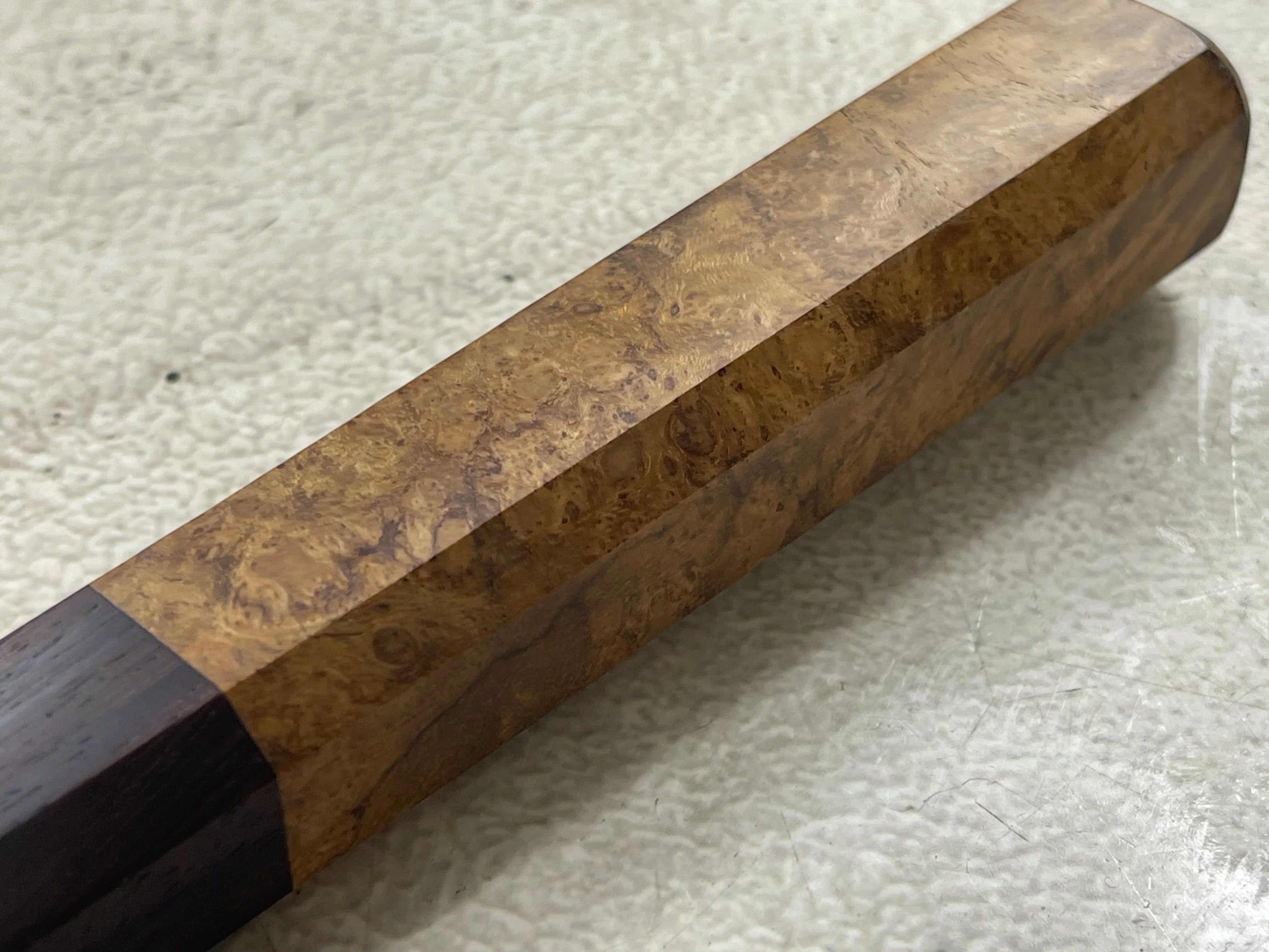 Kanefusa Gyuto 230mm Teakwood Burl & Rosewood Handle & Sheath - Image 15