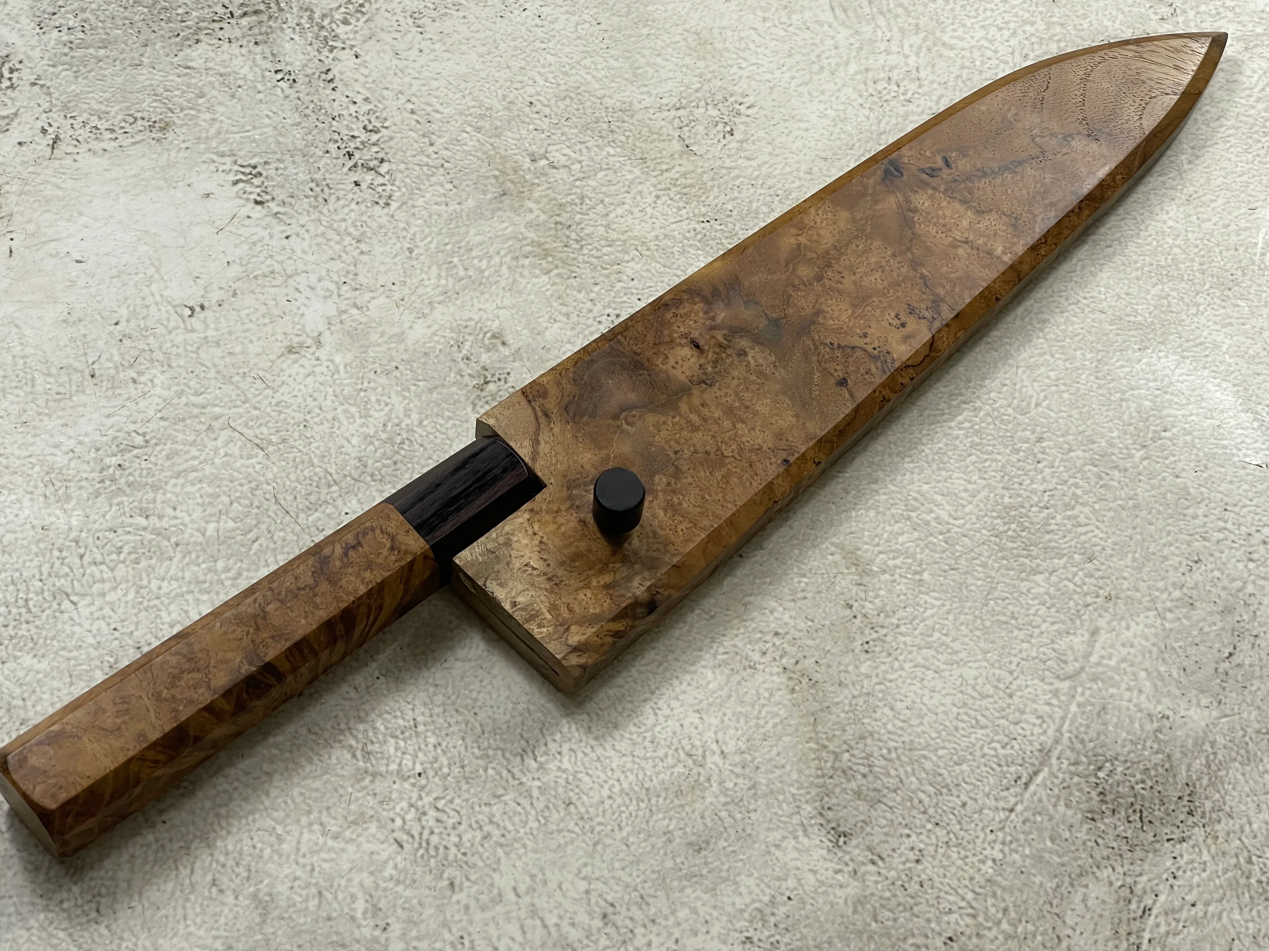 Kanefusa Gyuto 230mm Teakwood Burl & Rosewood Handle & Sheath - Image 20