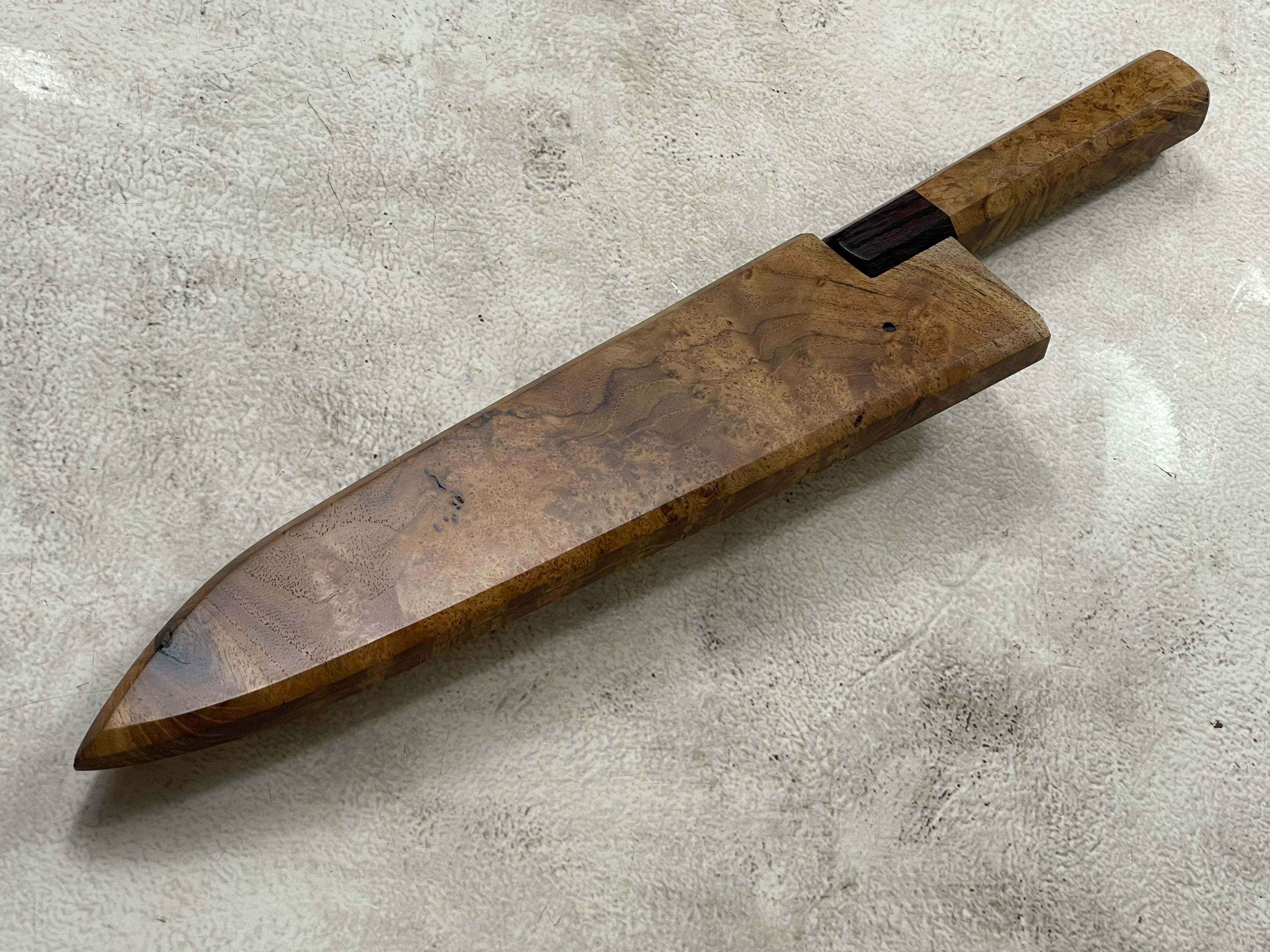 Kanefusa Gyuto 230mm Teakwood Burl & Rosewood Handle & Sheath - Image 22
