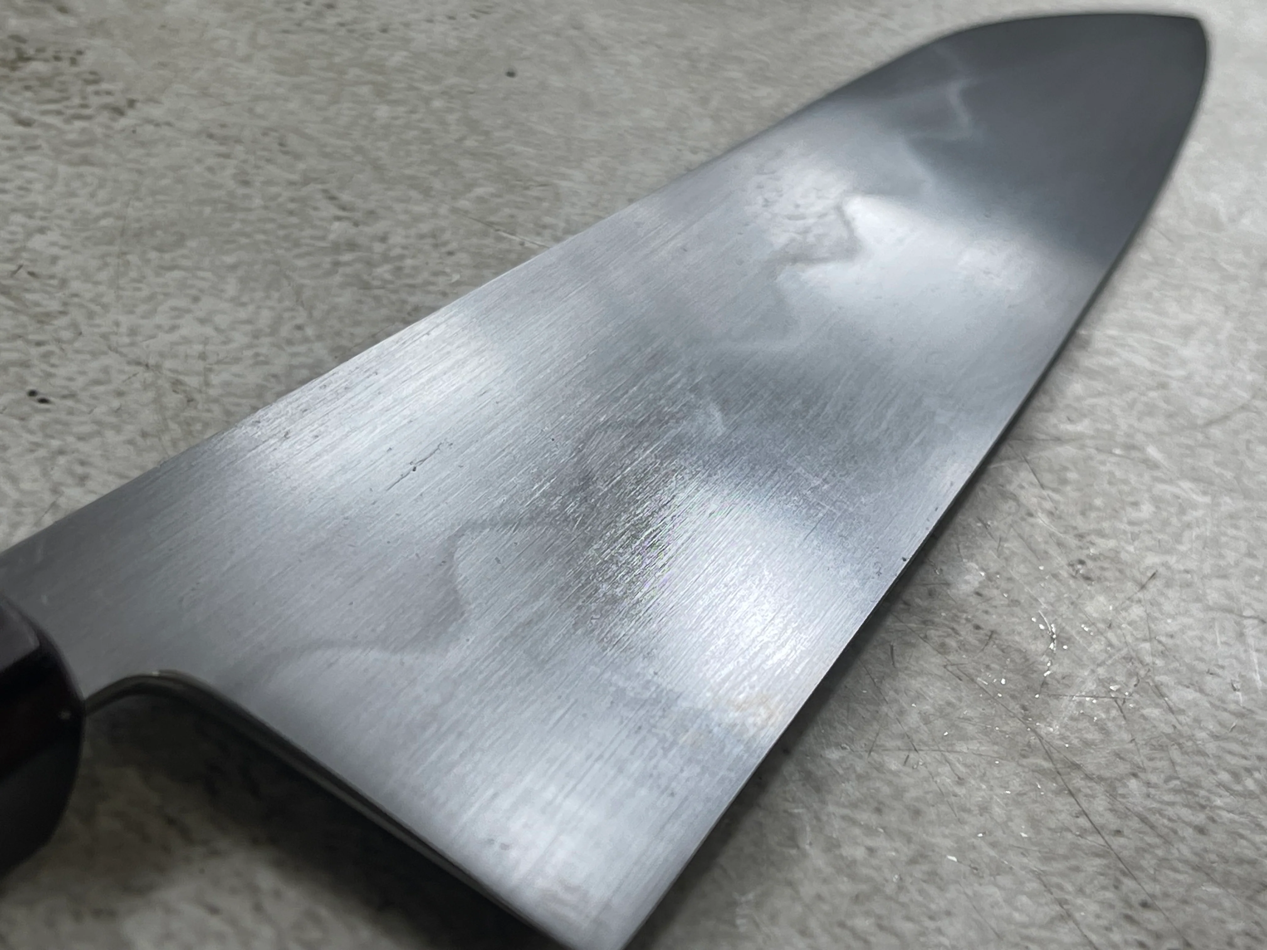 Kanefusa Gyuto 230mm Teakwood Burl & Rosewood Handle & Sheath - Image 9