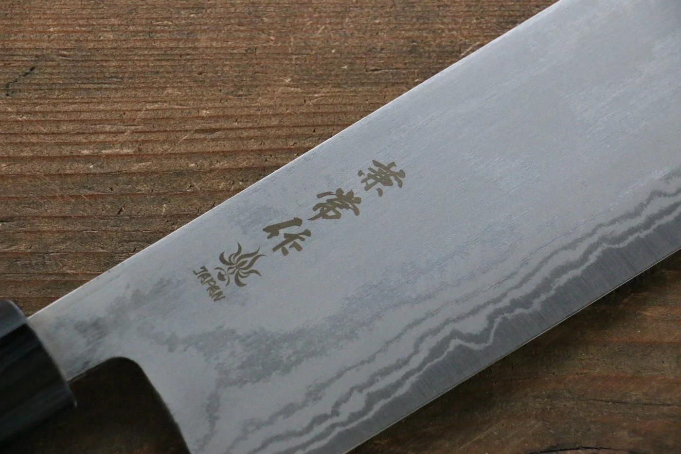 Kanetsune Blue Steel No. 2 Damascus Nakiri Japanese Knife 165mm Shitan Handle - Image 8