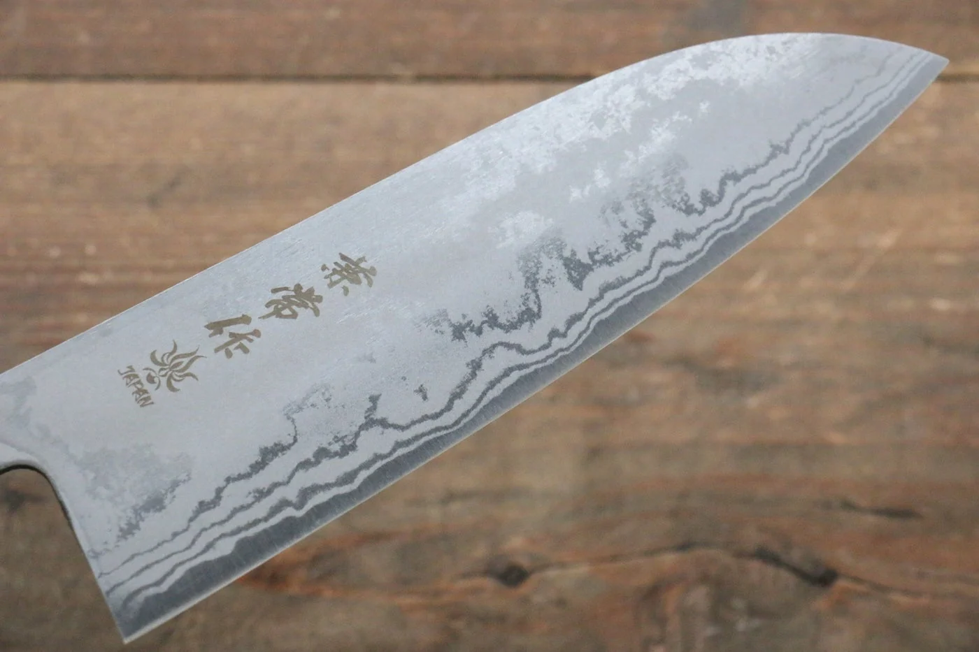 Kanetsune Blue Steel No. 2 Damascus santoku Japanese Knife 165mm Shitan Handle - Image 7