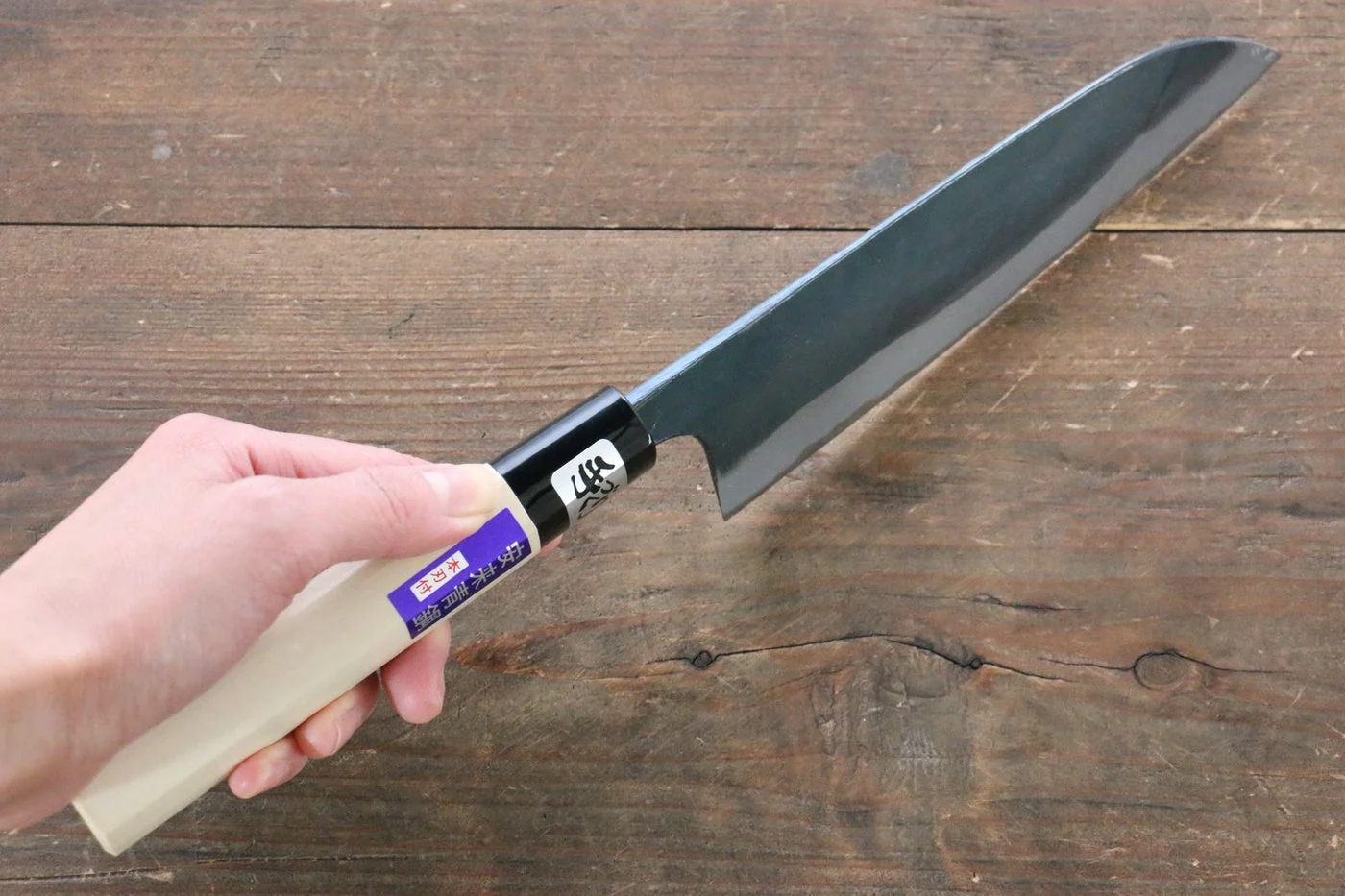 Kanetsune Blue Steel No. 2 Kurouchi Santoku Japanese Knife 165mm Magnolia Handle - Image 5