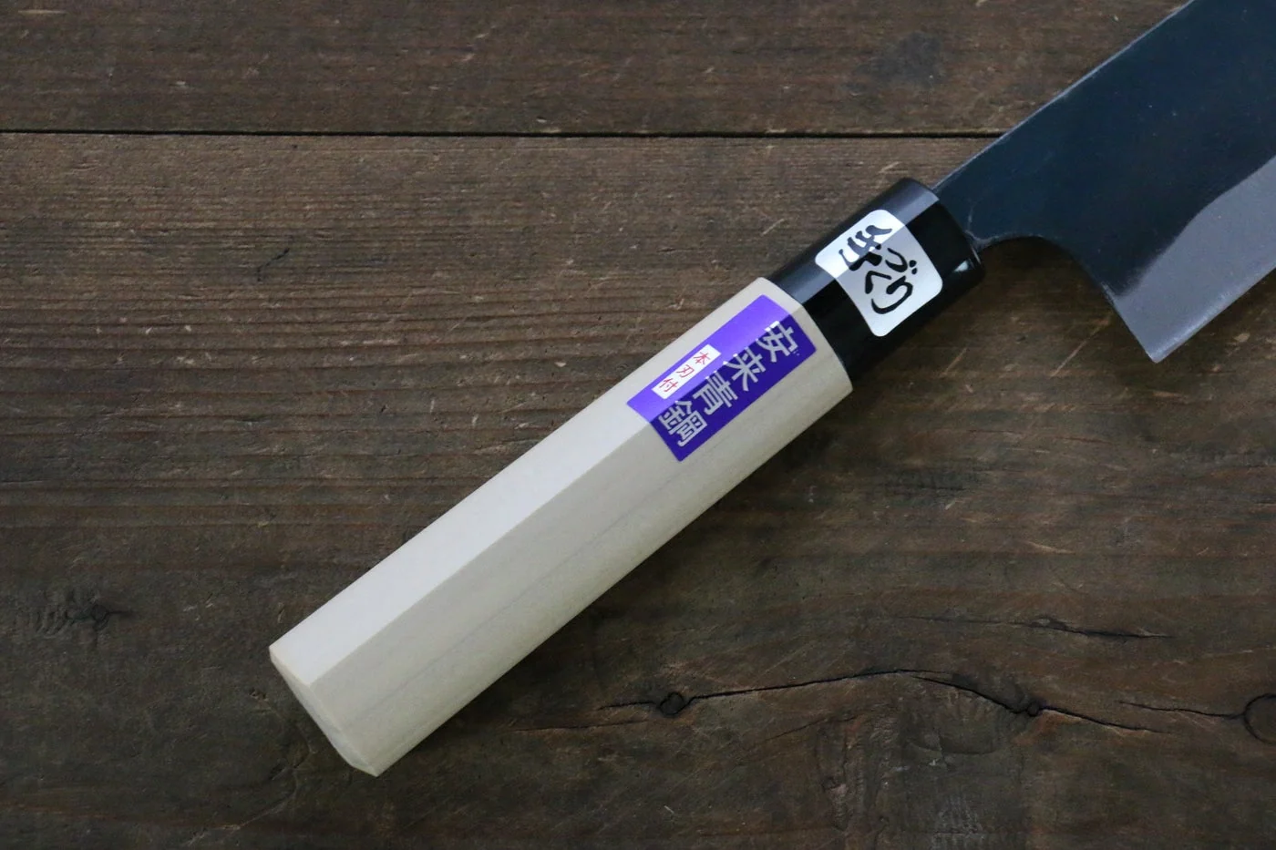 Kanetsune Blue Steel No. 2 Kurouchi Santoku Japanese Knife 165mm Magnolia Handle - Image 6