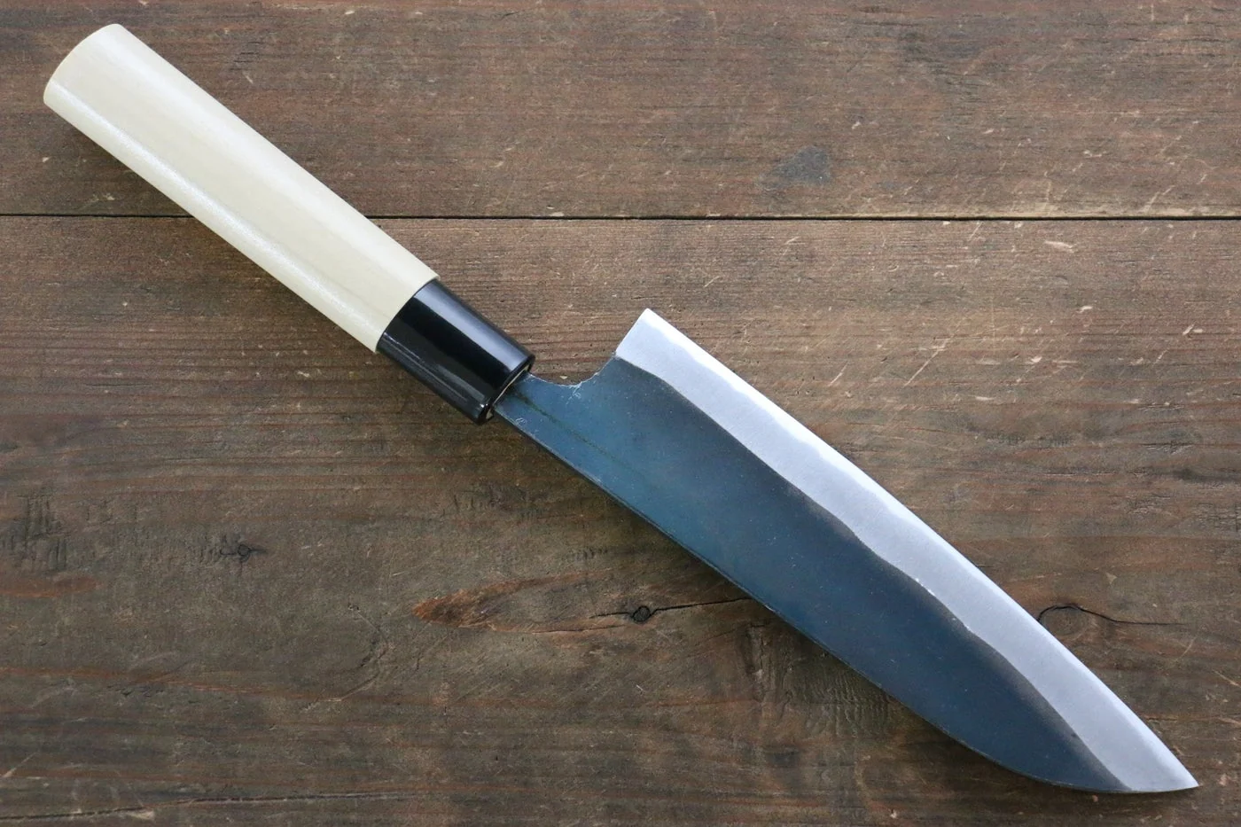 Kanetsune Blue Steel No. 2 Kurouchi Santoku Japanese Knife 165mm Magnolia Handle - Image 9