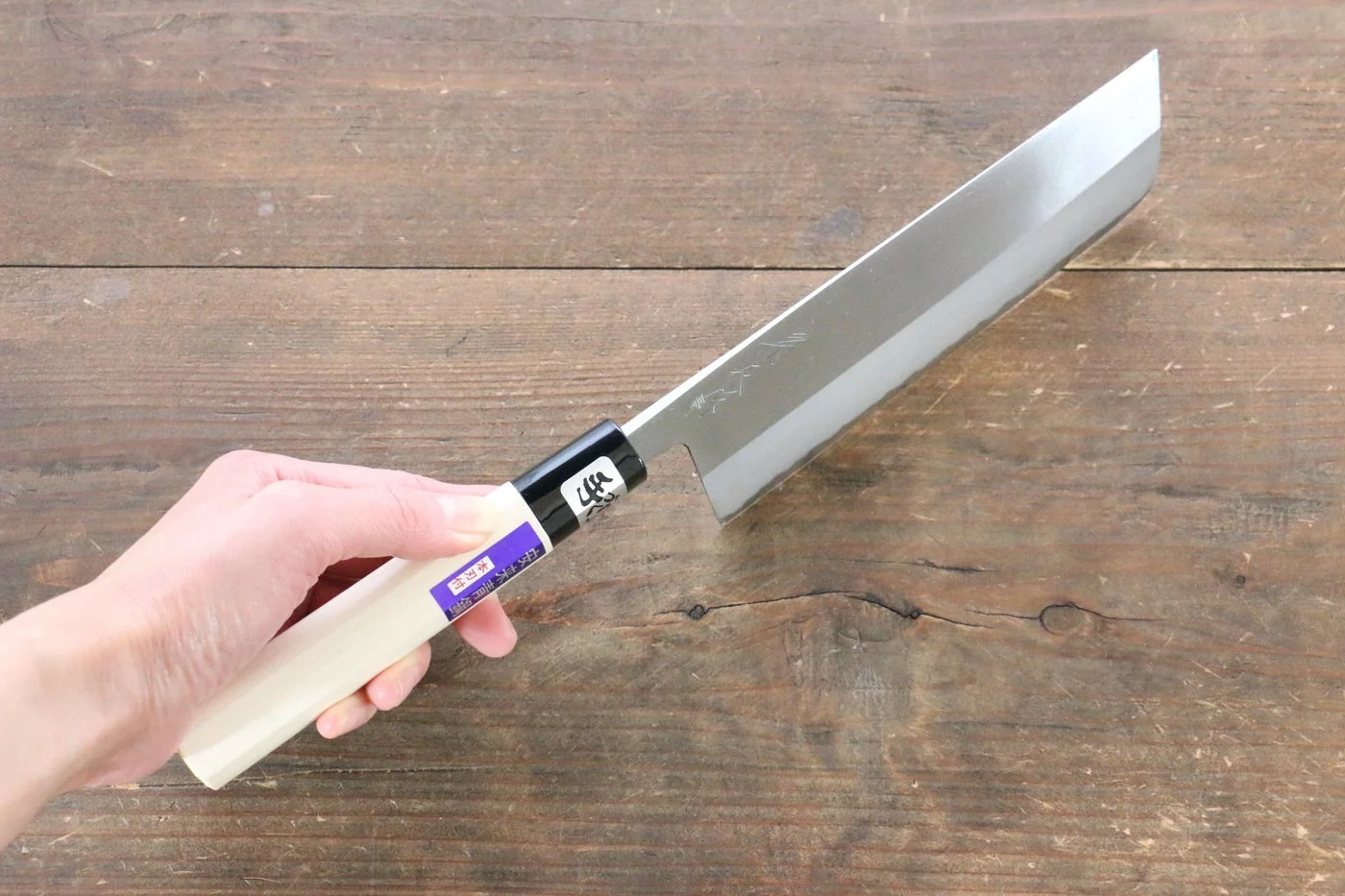 Kanetsune Blue Steel No. 2 Migaki Finished Nakiri Japanese Knife 165mm Magnolia Handle - Image 4