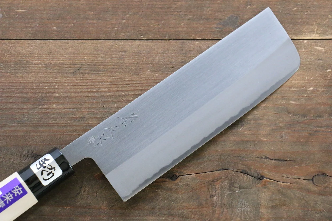 Kanetsune Blue Steel No. 2 Migaki Finished Nakiri Japanese Knife 165mm Magnolia Handle - Image 9