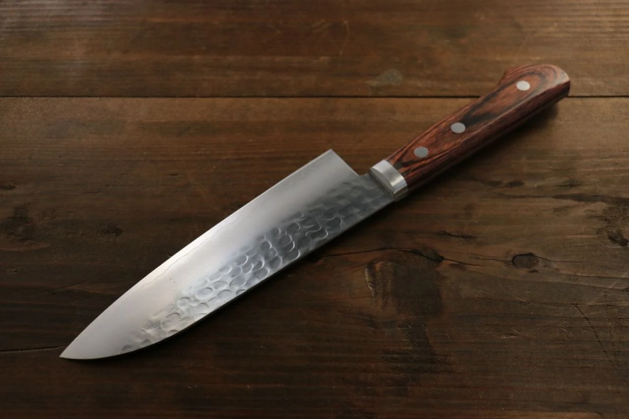 Kanetsune VG1 Hammered Santoku Japanese Knife 165mm Mahogany Handle - Image 11