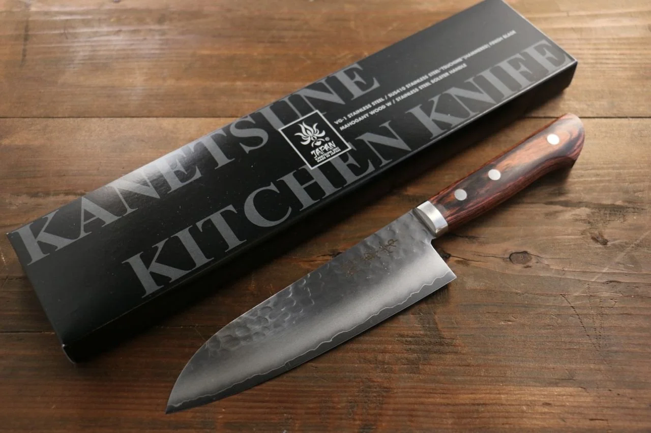Kanetsune VG1 Hammered Santoku Japanese Knife 165mm Mahogany Handle - Image 12