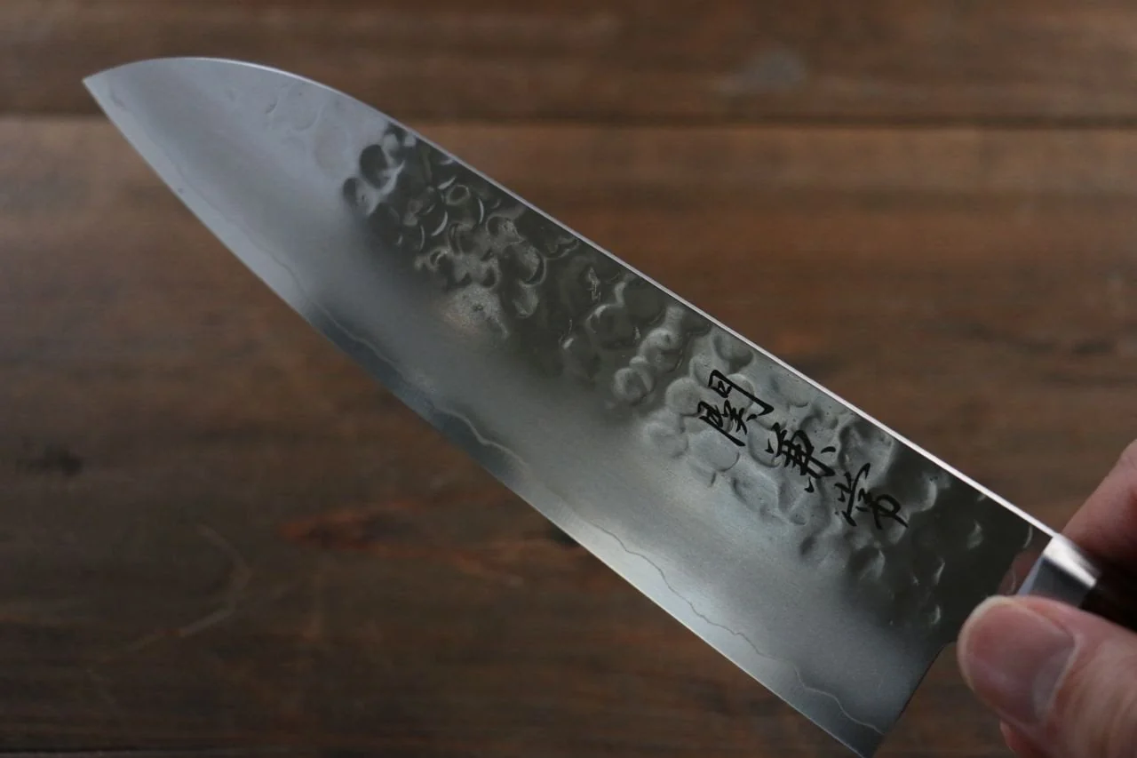 Kanetsune VG1 Hammered Santoku Japanese Knife 165mm Mahogany Handle - Image 8