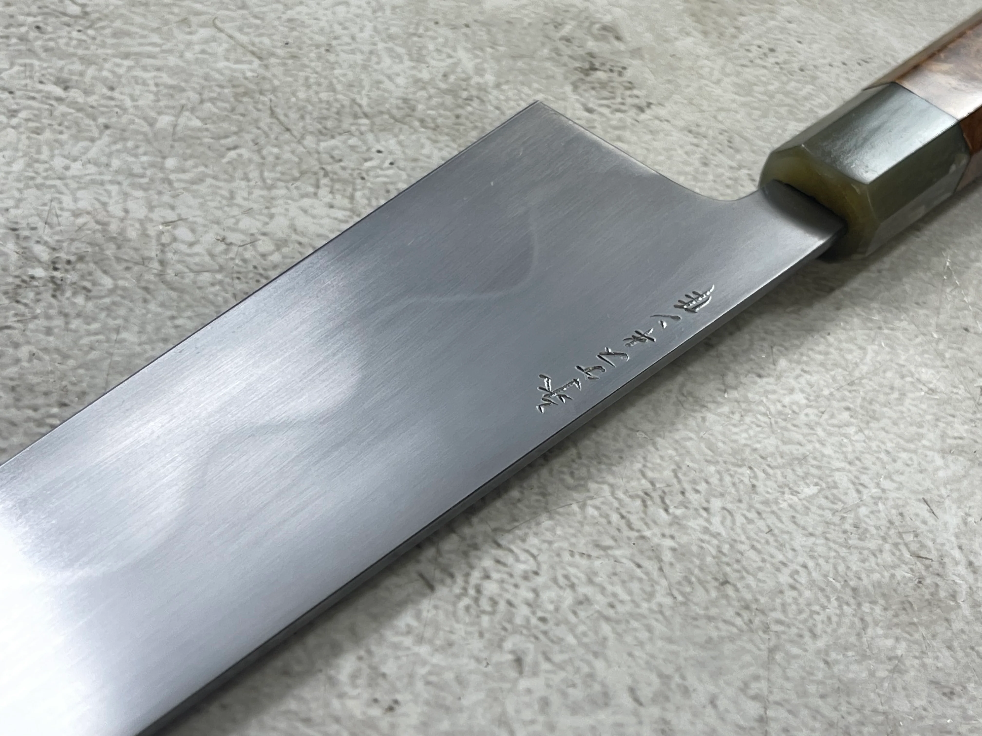Keskin Migaki Kiritsuke 230mm Amboyna Burl & Blonde Buffalo Horn with sheath - Image 11