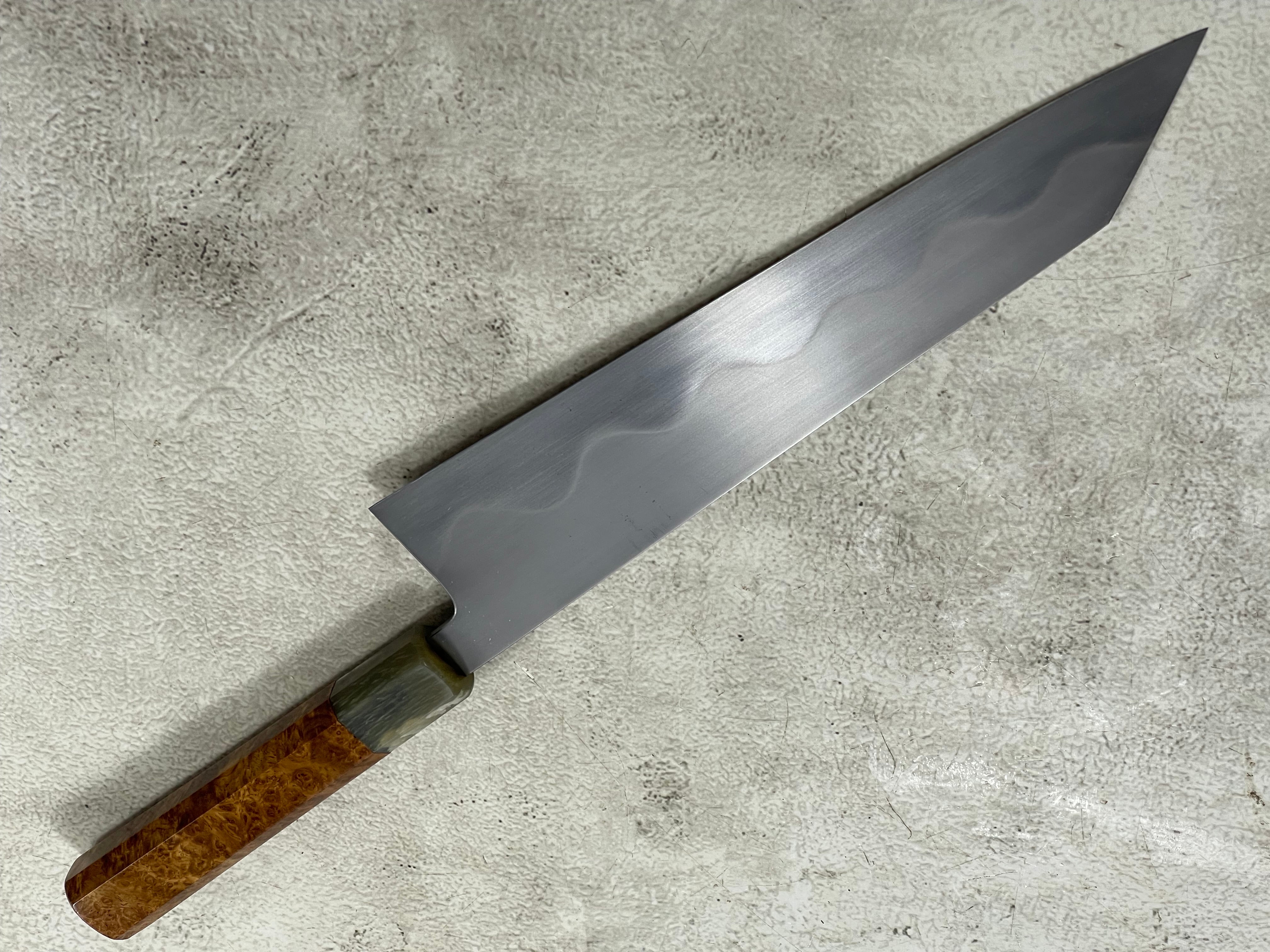 Keskin Migaki Kiritsuke 230mm Amboyna Burl & Blonde Buffalo Horn with sheath - Image 13